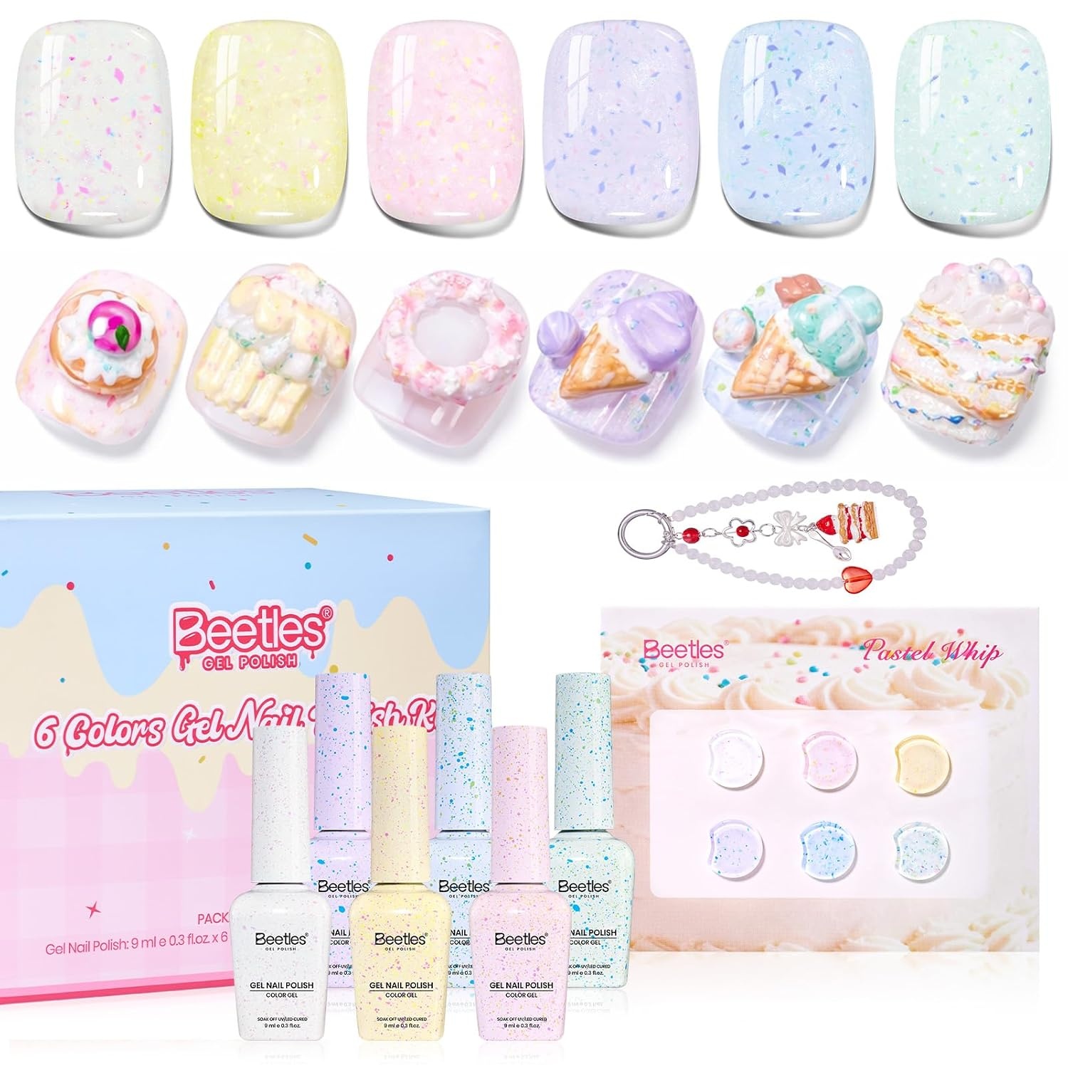 image:imageBeetles Siren Song Cat Eye Gel Nail Polish Set 6 Colors 9ml Fall Gel Blue Purple Magnetic Gel Polish Kit with Cat EyeampWater Ripple Magnets Stick Nail Charms Soak Off UV Nail Art Gift for WomenEaster Pastel Whip