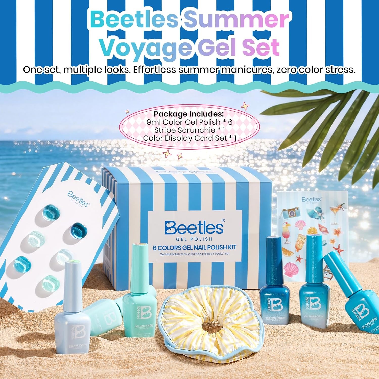 image:imageBeetles Siren Song Cat Eye Gel Nail Polish Set 6 Colors 9ml Fall Gel Blue Purple Magnetic Gel Polish Kit with Cat EyeampWater Ripple Magnets Stick Nail Charms Soak Off UV Nail Art Gift for WomenShore Light