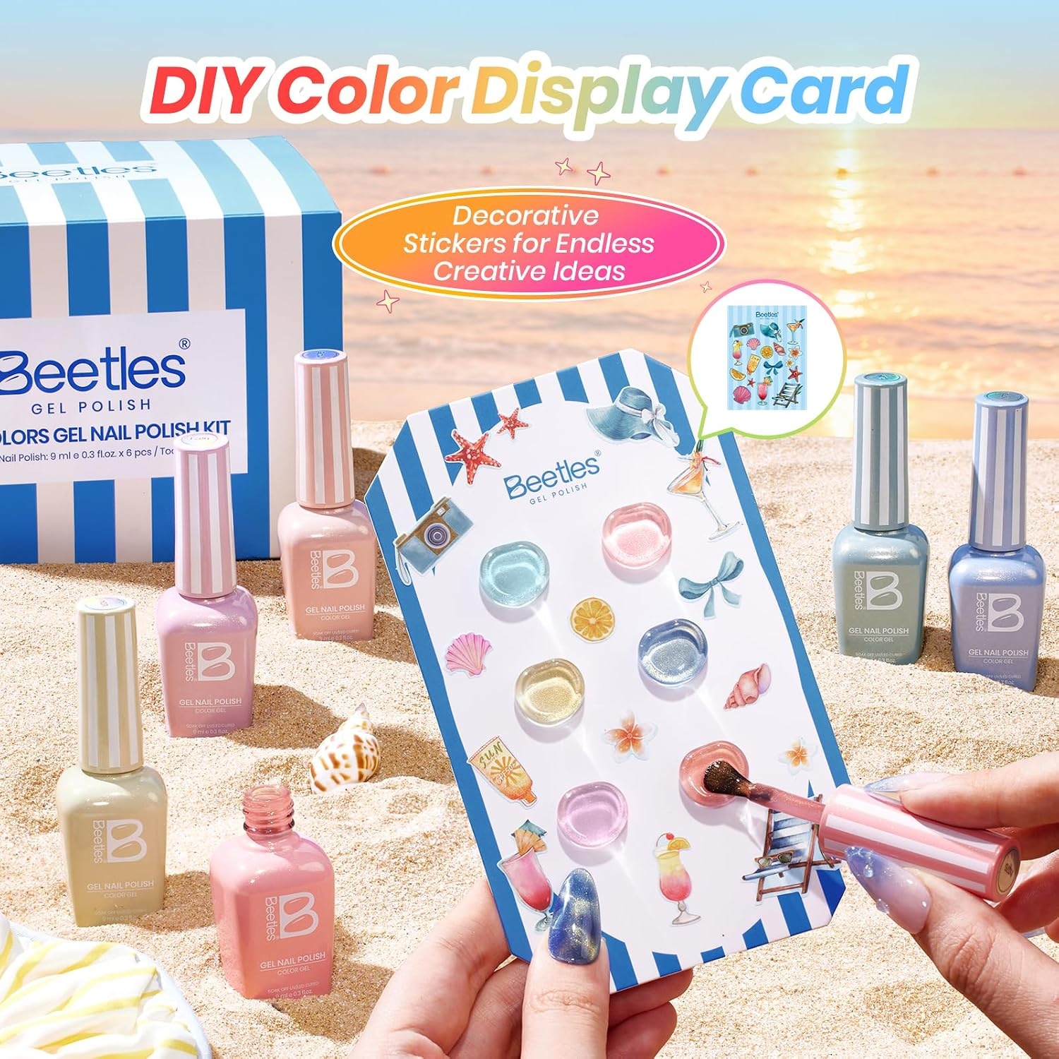 image:imageBeetles Siren Song Cat Eye Gel Nail Polish Set 6 Colors 9ml Fall Gel Blue Purple Magnetic Gel Polish Kit with Cat EyeampWater Ripple Magnets Stick Nail Charms Soak Off UV Nail Art Gift for WomenSaltmist Sunset