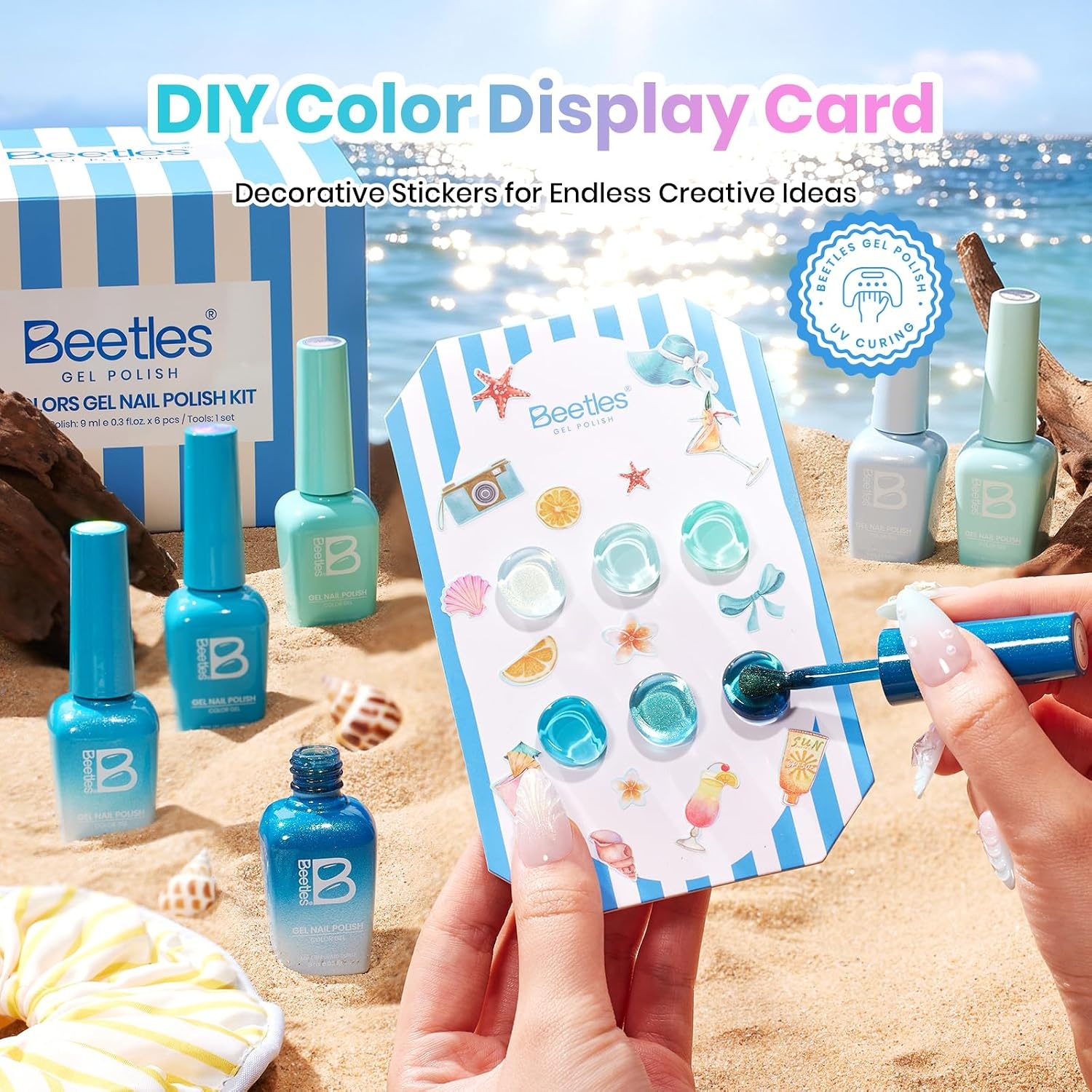 image:imageBeetles Siren Song Cat Eye Gel Nail Polish Set 6 Colors 9ml Fall Gel Blue Purple Magnetic Gel Polish Kit with Cat EyeampWater Ripple Magnets Stick Nail Charms Soak Off UV Nail Art Gift for WomenShore Light