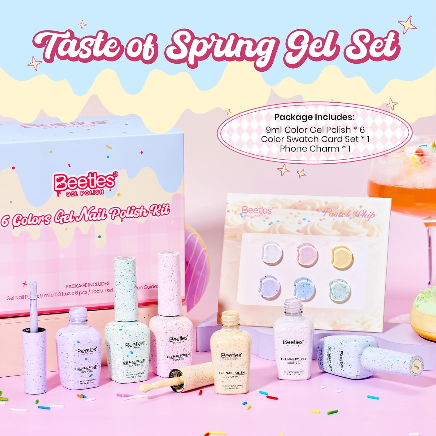 image:imageBeetles Siren Song Cat Eye Gel Nail Polish Set 6 Colors 9ml Fall Gel Blue Purple Magnetic Gel Polish Kit with Cat EyeampWater Ripple Magnets Stick Nail Charms Soak Off UV Nail Art Gift for WomenEaster Pastel Whip