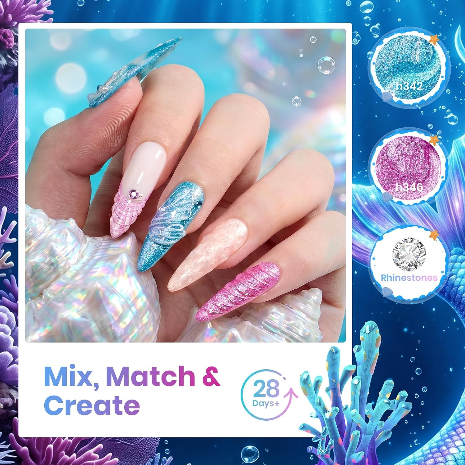 image:imageBeetles Siren Song Cat Eye Gel Nail Polish Set 6 Colors 9ml Fall Gel Blue Purple Magnetic Gel Polish Kit with Cat EyeampWater Ripple Magnets Stick Nail Charms Soak Off UV Nail Art Gift for WomenSiren Scales