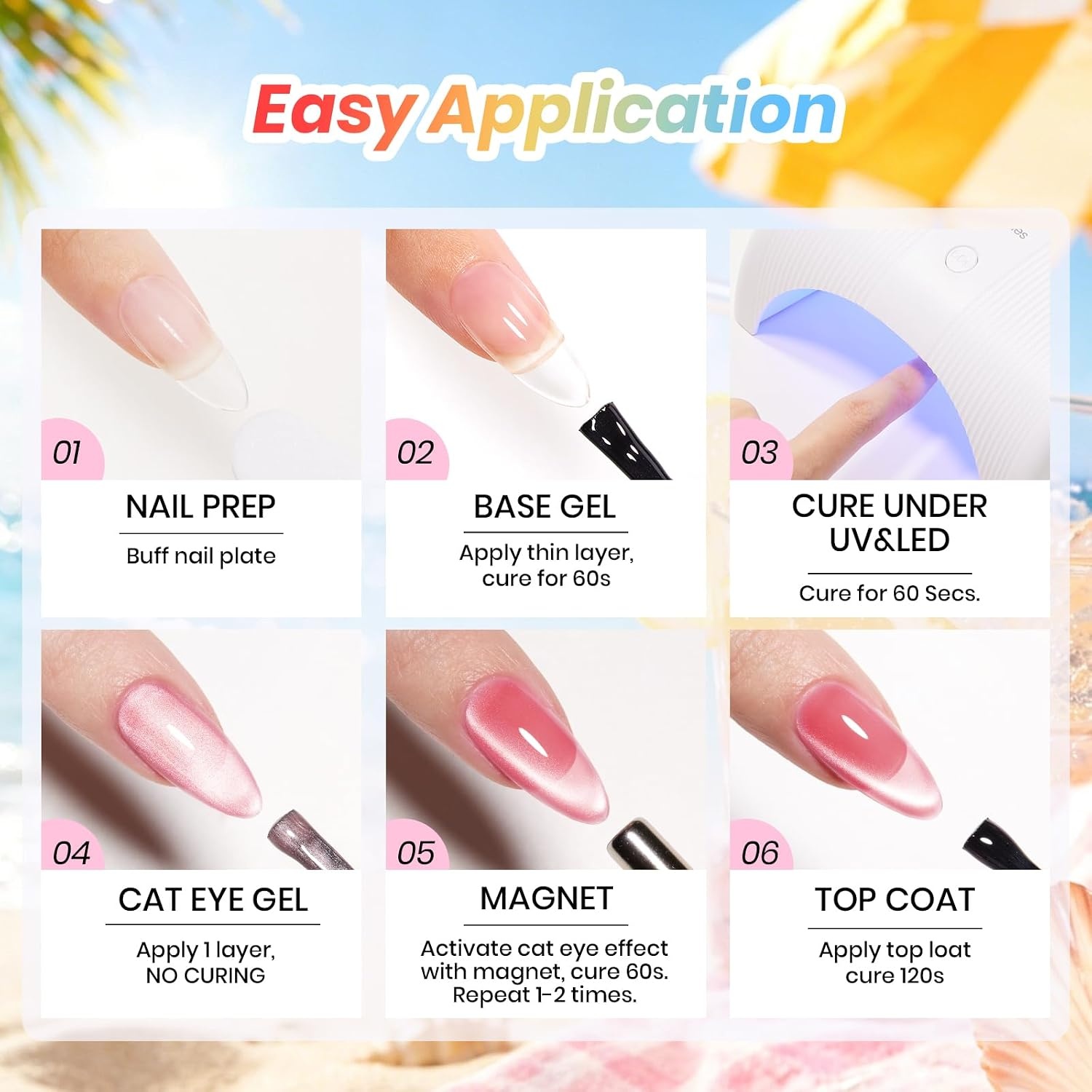 image:imageBeetles Siren Song Cat Eye Gel Nail Polish Set 6 Colors 9ml Fall Gel Blue Purple Magnetic Gel Polish Kit with Cat EyeampWater Ripple Magnets Stick Nail Charms Soak Off UV Nail Art Gift for WomenSaltmist Sunset