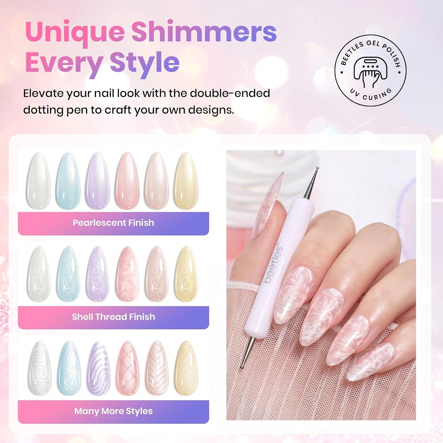 image:imageBeetles Siren Song Cat Eye Gel Nail Polish Set 6 Colors 9ml Fall Gel Blue Purple Magnetic Gel Polish Kit with Cat EyeampWater Ripple Magnets Stick Nail Charms Soak Off UV Nail Art Gift for WomenCreamy Twist