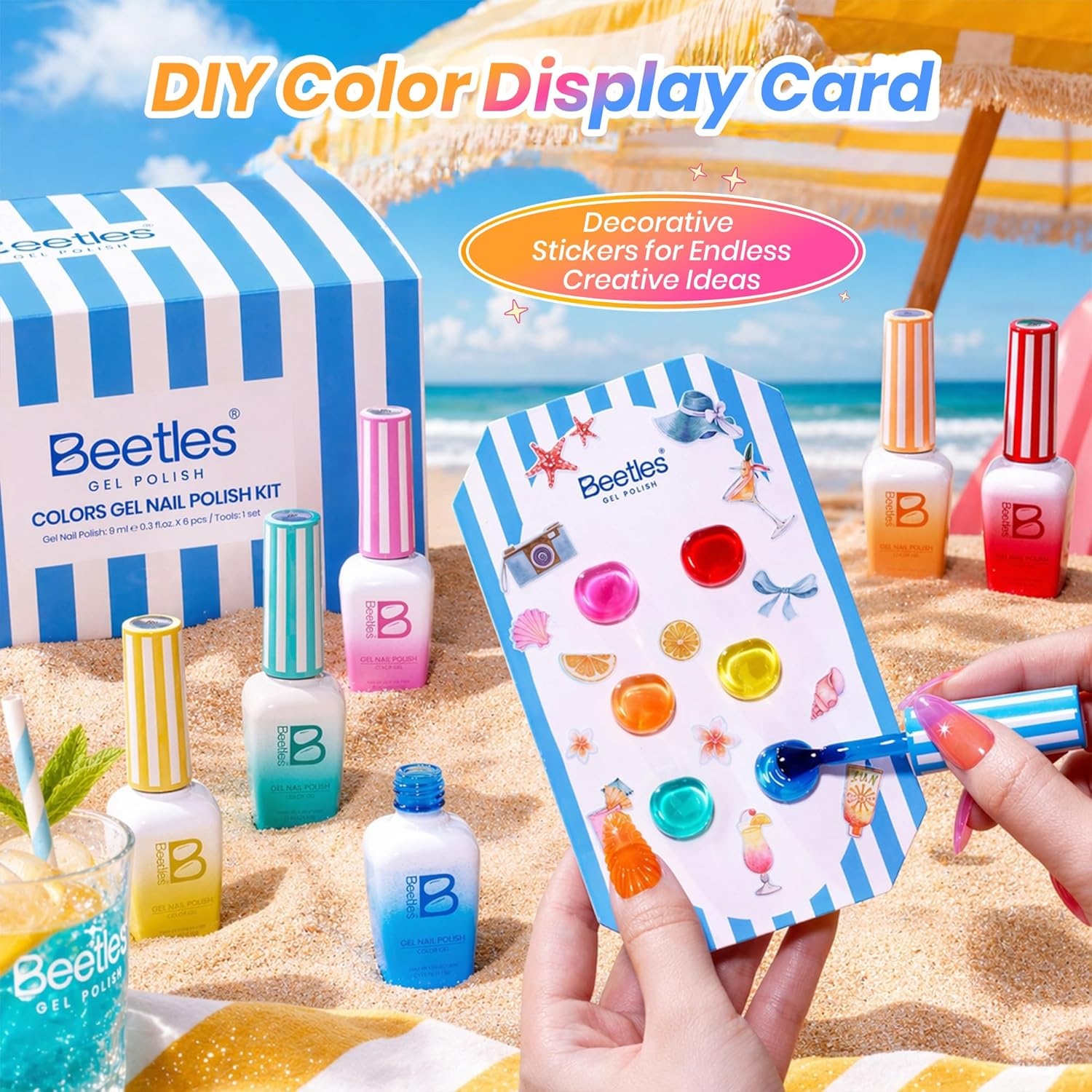 image:imageBeetles Siren Song Cat Eye Gel Nail Polish Set 6 Colors 9ml Fall Gel Blue Purple Magnetic Gel Polish Kit with Cat EyeampWater Ripple Magnets Stick Nail Charms Soak Off UV Nail Art Gift for WomenSunstripe