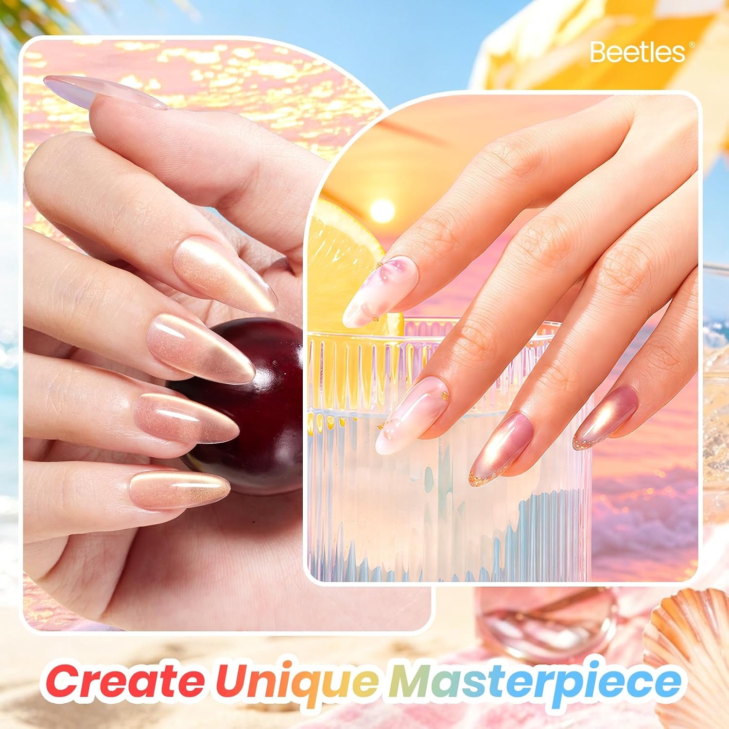 image:imageBeetles Siren Song Cat Eye Gel Nail Polish Set 6 Colors 9ml Fall Gel Blue Purple Magnetic Gel Polish Kit with Cat EyeampWater Ripple Magnets Stick Nail Charms Soak Off UV Nail Art Gift for WomenSaltmist Sunset