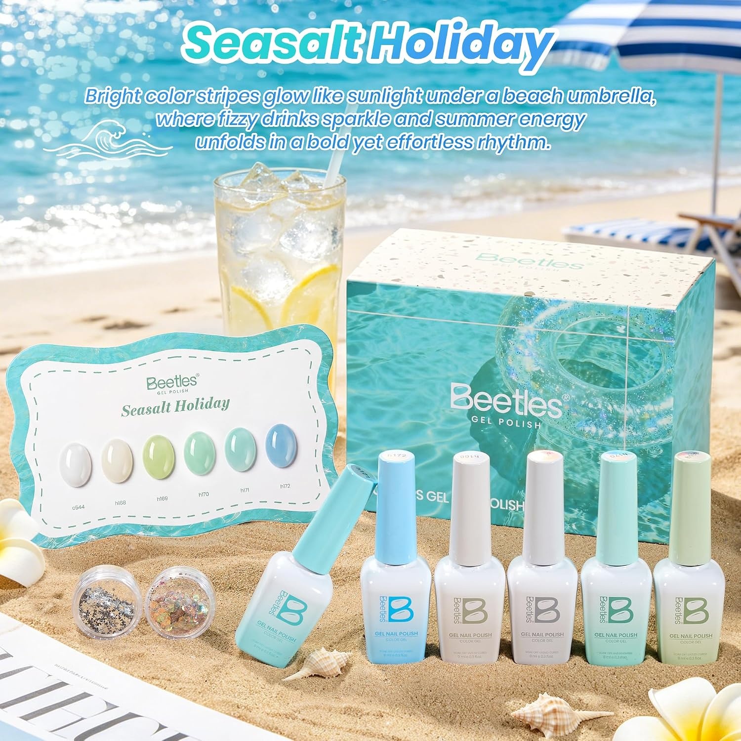image:imageBeetles Siren Song Cat Eye Gel Nail Polish Set 6 Colors 9ml Fall Gel Blue Purple Magnetic Gel Polish Kit with Cat EyeampWater Ripple Magnets Stick Nail Charms Soak Off UV Nail Art Gift for WomenSeasalt Holiday