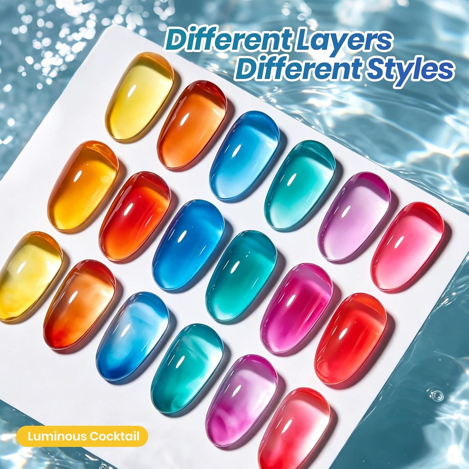 image:imageBeetles Summer Gel Nail Polish Set 5 Winter Colors Dark Blue Glitter White Light Blue Silver Gel Polish with Sealing Gel Sugar Dust Powder Nail Sticker UV LED Needed Gifts for Women Sparkling SnowLuminous Cocktail