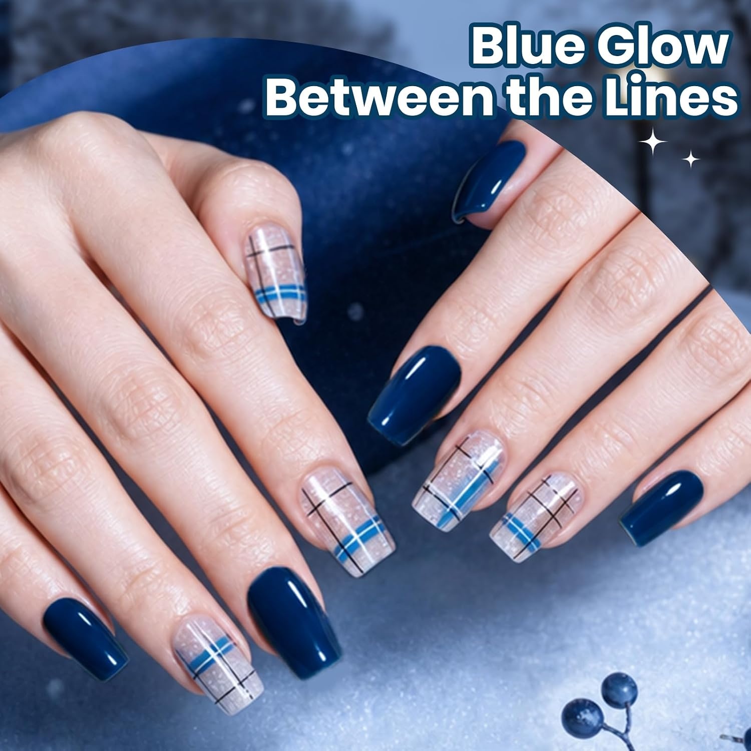 image:imageBeetles Summer Gel Nail Polish Set 5 Winter Colors Dark Blue Glitter White Light Blue Silver Gel Polish with Sealing Gel Sugar Dust Powder Nail Sticker UV LED Needed Gifts for Women Sparkling SnowSkyfall Fade