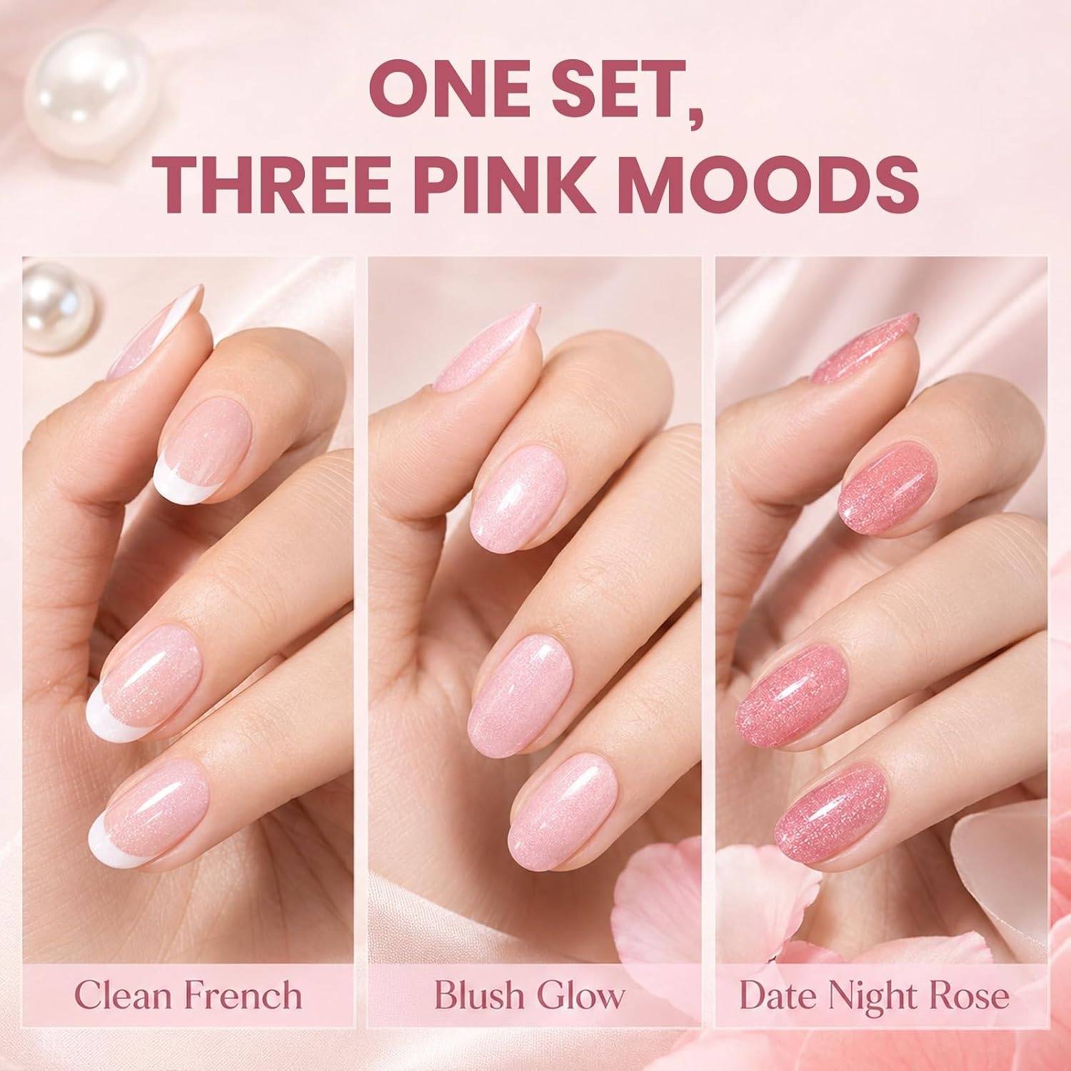 image:imageBeetles Summer Gel Nail Polish Set 5 Winter Colors Dark Blue Glitter White Light Blue Silver Gel Polish with Sealing Gel Sugar Dust Powder Nail Sticker UV LED Needed Gifts for Women Sparkling Snow00Romantic Shimmer