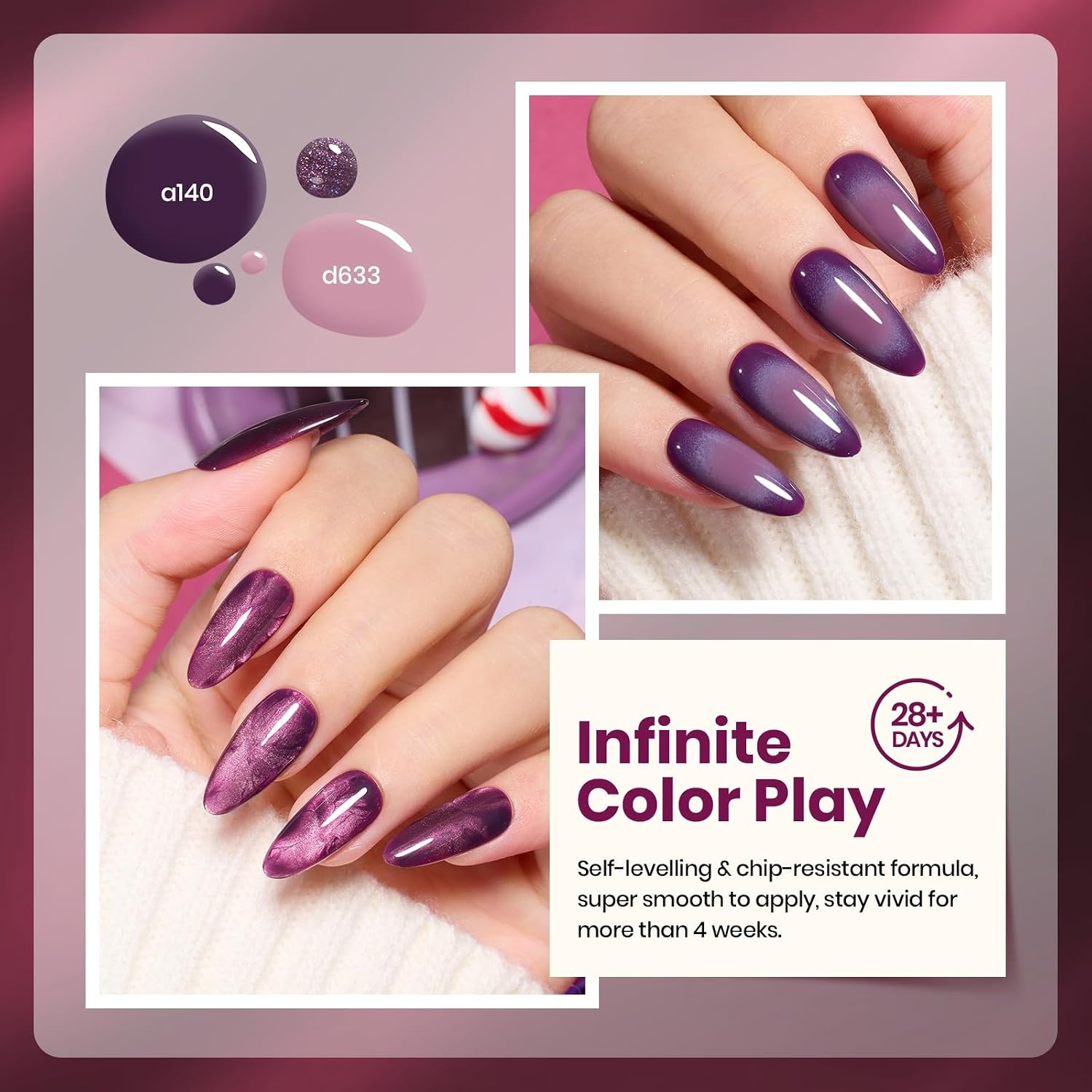 image:imageBeetles Summer Gel Nail Polish Set 5 Winter Colors Dark Blue Glitter White Light Blue Silver Gel Polish with Sealing Gel Sugar Dust Powder Nail Sticker UV LED Needed Gifts for Women Sparkling Snow000Muse Of Midnight