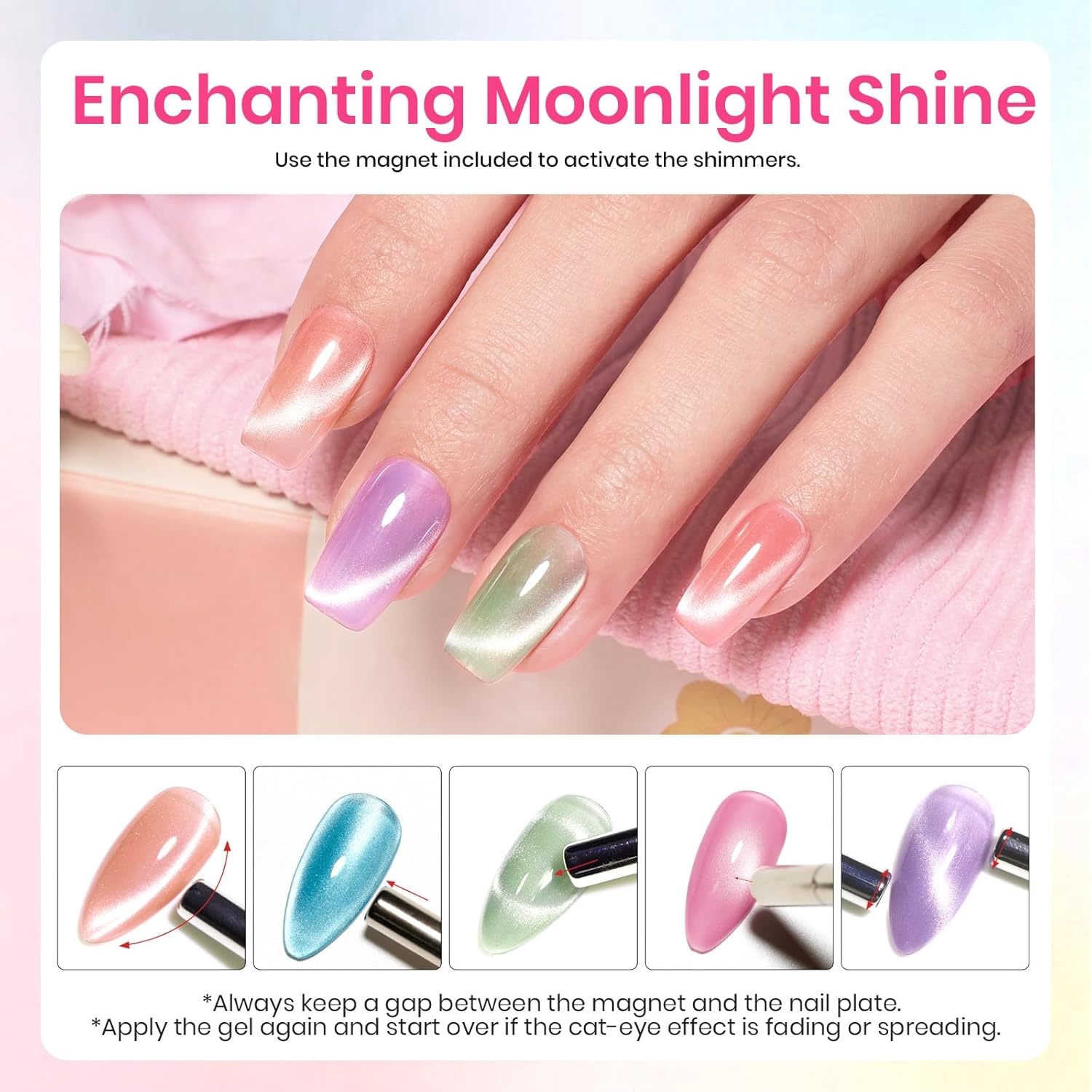 image:imageBeetles Summer Gel Nail Polish Set 5 Winter Colors Dark Blue Glitter White Light Blue Silver Gel Polish with Sealing Gel Sugar Dust Powder Nail Sticker UV LED Needed Gifts for Women Sparkling Snow00Fairy Garden Cat Eye