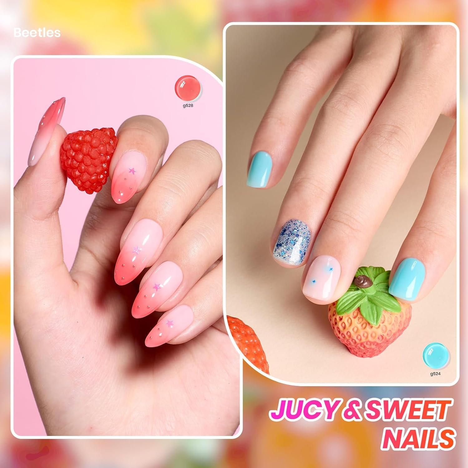 image:imageBeetles Summer Gel Nail Polish Set 5 Winter Colors Dark Blue Glitter White Light Blue Silver Gel Polish with Sealing Gel Sugar Dust Powder Nail Sticker UV LED Needed Gifts for Women Sparkling Snow000Candy Spritz