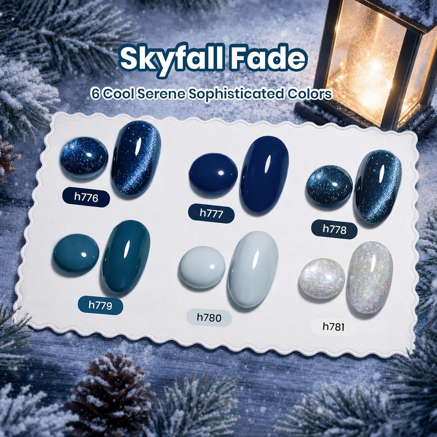 image:imageBeetles Summer Gel Nail Polish Set 5 Winter Colors Dark Blue Glitter White Light Blue Silver Gel Polish with Sealing Gel Sugar Dust Powder Nail Sticker UV LED Needed Gifts for Women Sparkling SnowSkyfall Fade