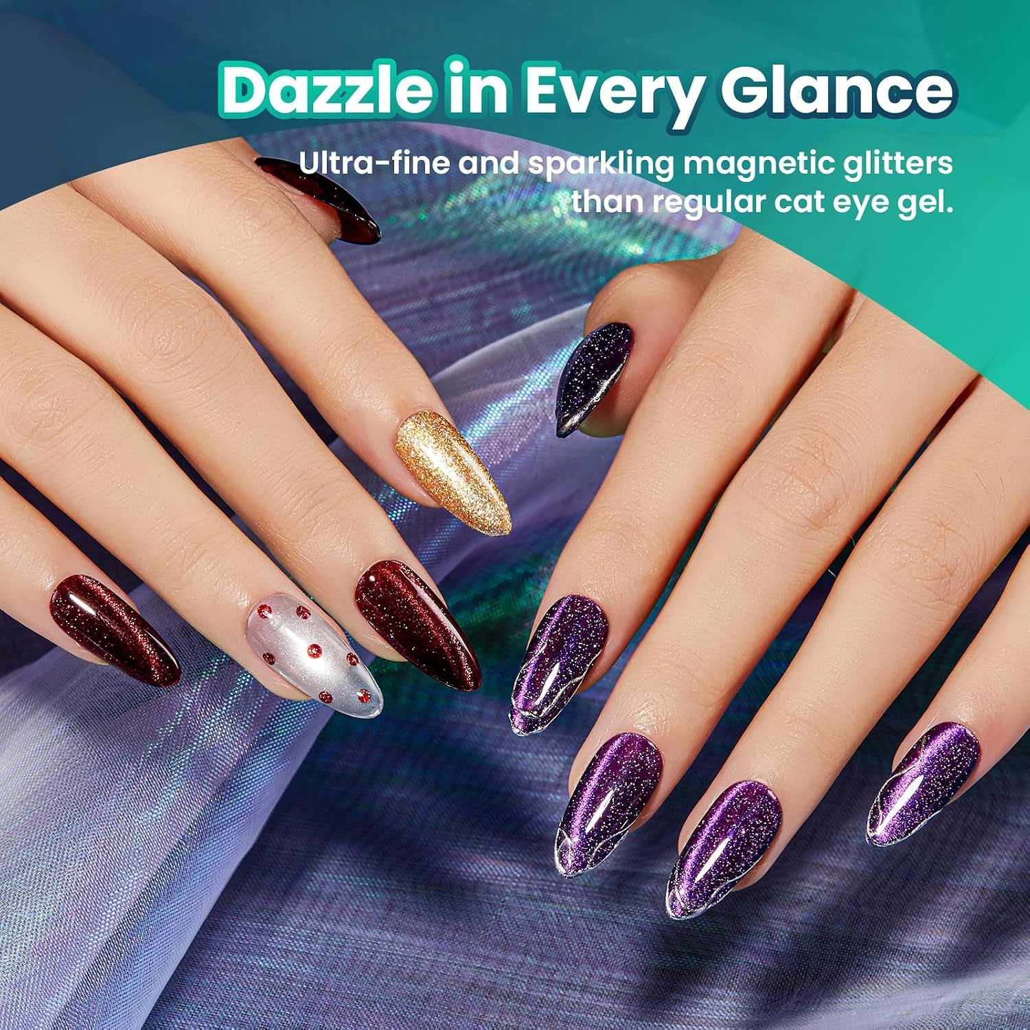 image:imageBeetles Summer Gel Nail Polish Set 5 Winter Colors Dark Blue Glitter White Light Blue Silver Gel Polish with Sealing Gel Sugar Dust Powder Nail Sticker UV LED Needed Gifts for Women Sparkling Snow000Galaxy Beam