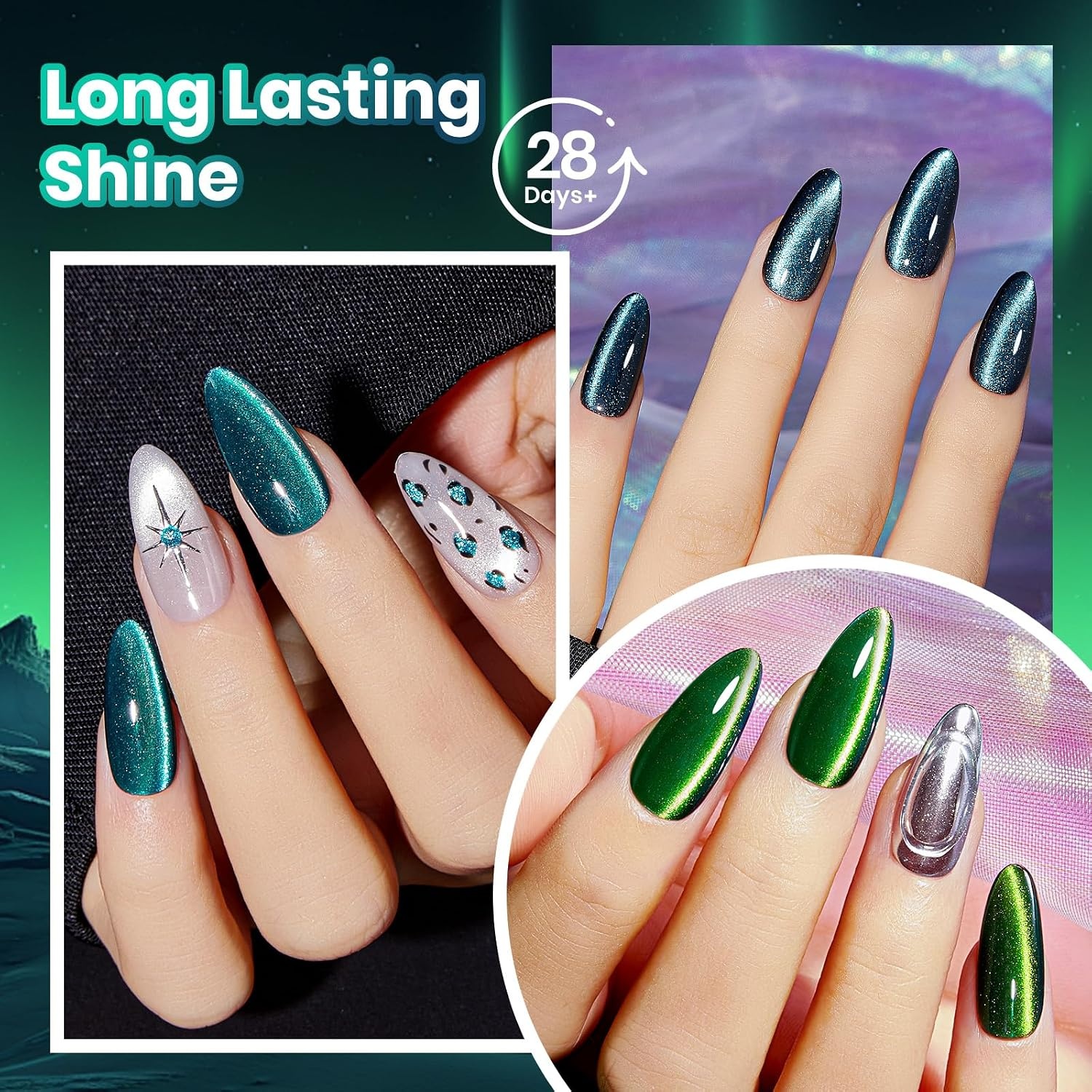 image:imageBeetles Summer Gel Nail Polish Set 5 Winter Colors Dark Blue Glitter White Light Blue Silver Gel Polish with Sealing Gel Sugar Dust Powder Nail Sticker UV LED Needed Gifts for Women Sparkling Snow000Galaxy Beam