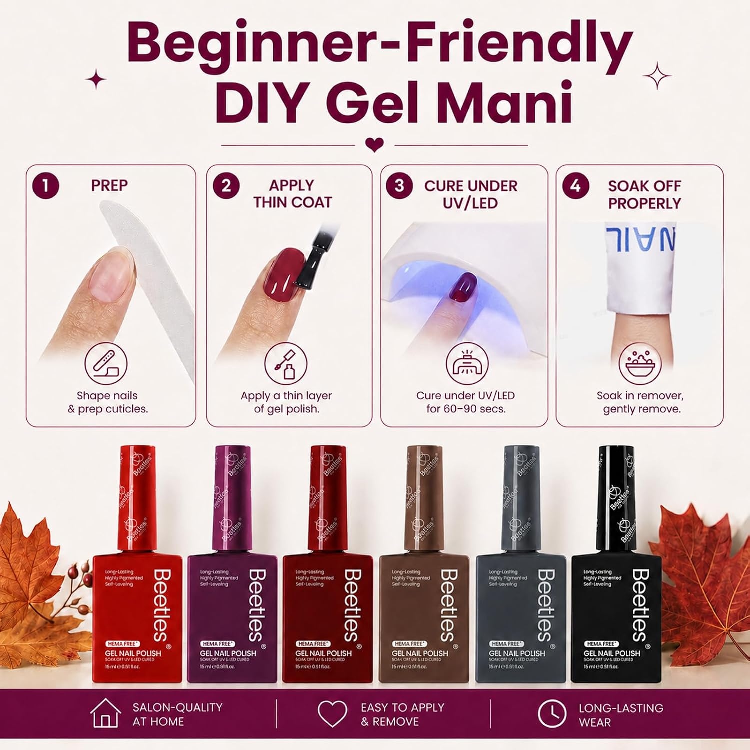 image:imageBeetles Summer Gel Nail Polish Set 5 Winter Colors Dark Blue Glitter White Light Blue Silver Gel Polish with Sealing Gel Sugar Dust Powder Nail Sticker UV LED Needed Gifts for Women Sparkling SnowMidnight Elegance
