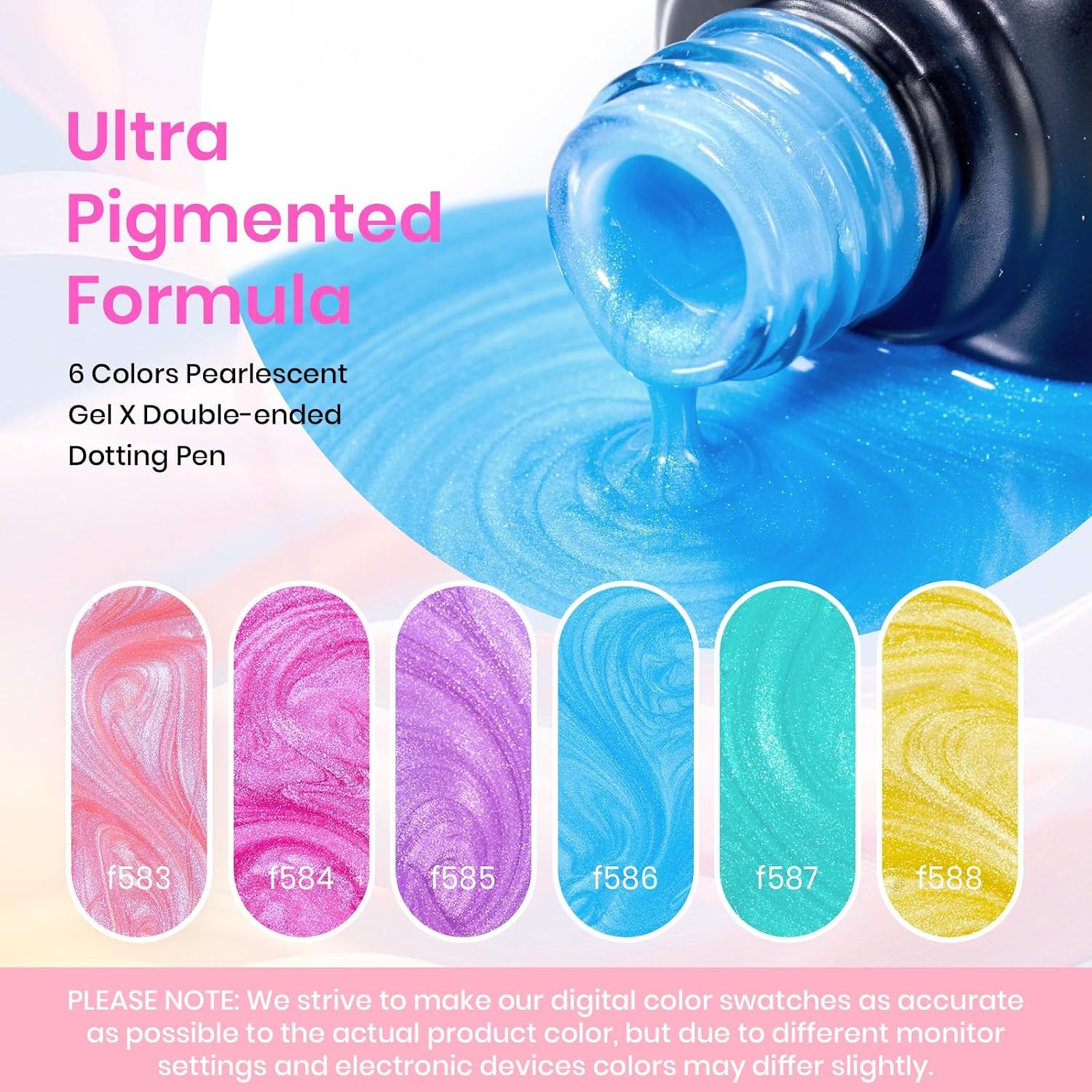 image:imageBeetles Summer Gel Nail Polish Set 5 Winter Colors Dark Blue Glitter White Light Blue Silver Gel Polish with Sealing Gel Sugar Dust Powder Nail Sticker UV LED Needed Gifts for Women Sparkling SnowPastel Whirlwind