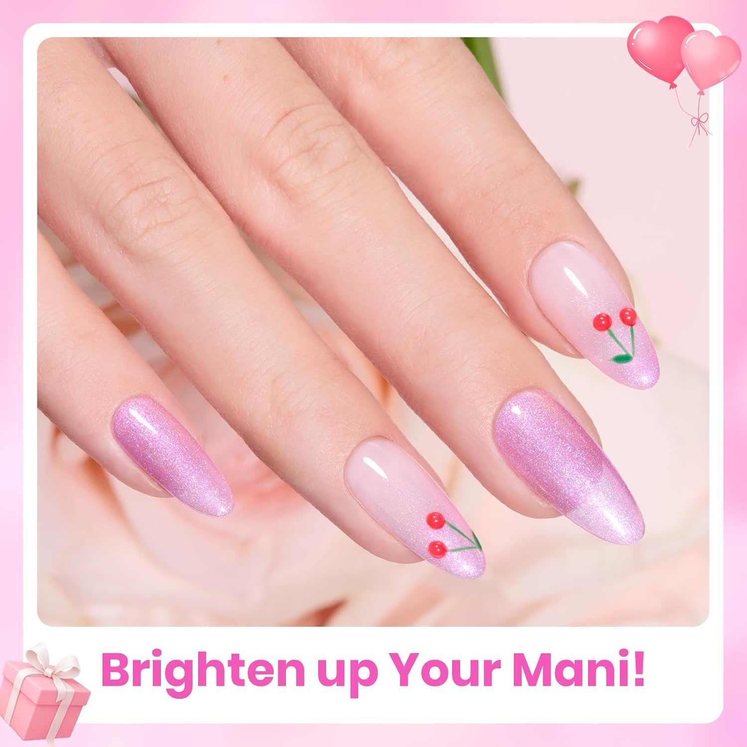 image:imageBeetles Summer Gel Nail Polish Set 5 Winter Colors Dark Blue Glitter White Light Blue Silver Gel Polish with Sealing Gel Sugar Dust Powder Nail Sticker UV LED Needed Gifts for Women Sparkling SnowPink Reverie