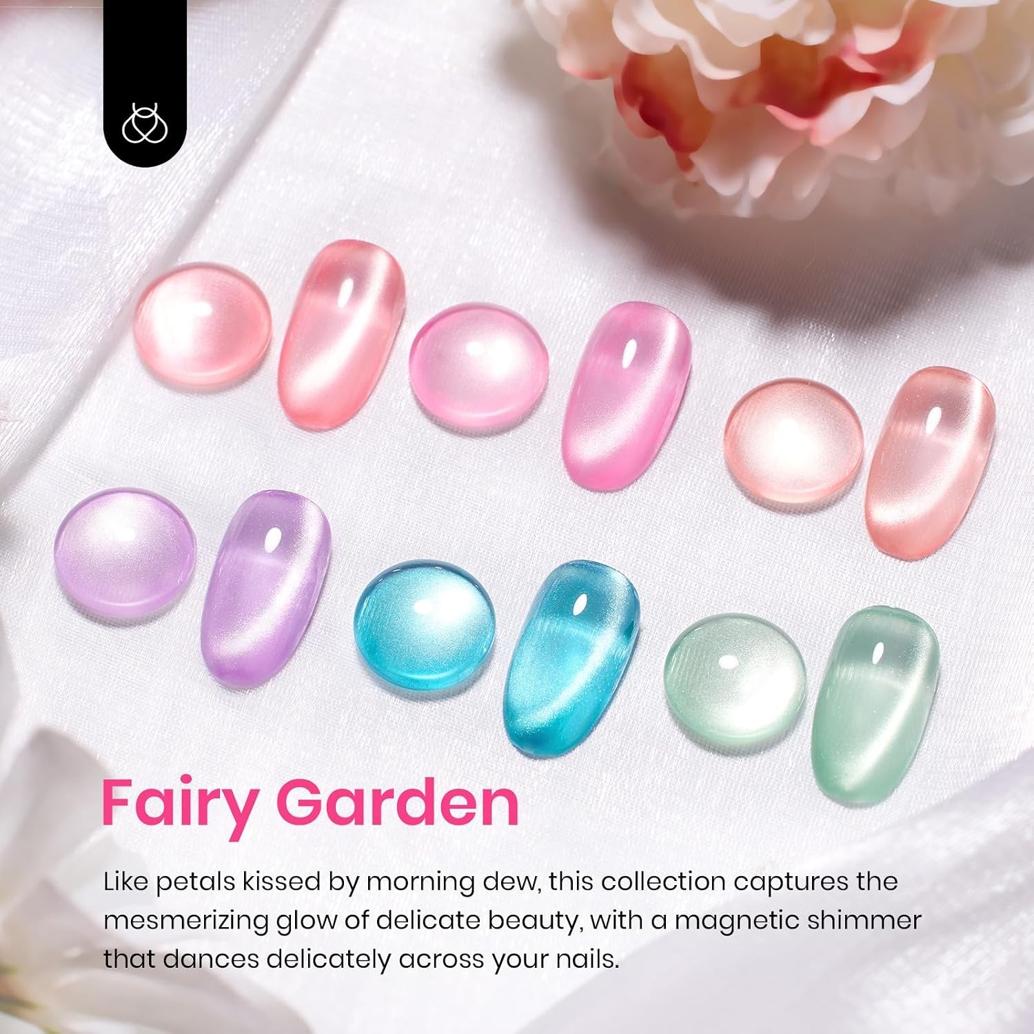 image:imageBeetles Summer Gel Nail Polish Set 5 Winter Colors Dark Blue Glitter White Light Blue Silver Gel Polish with Sealing Gel Sugar Dust Powder Nail Sticker UV LED Needed Gifts for Women Sparkling Snow00Fairy Garden Cat Eye