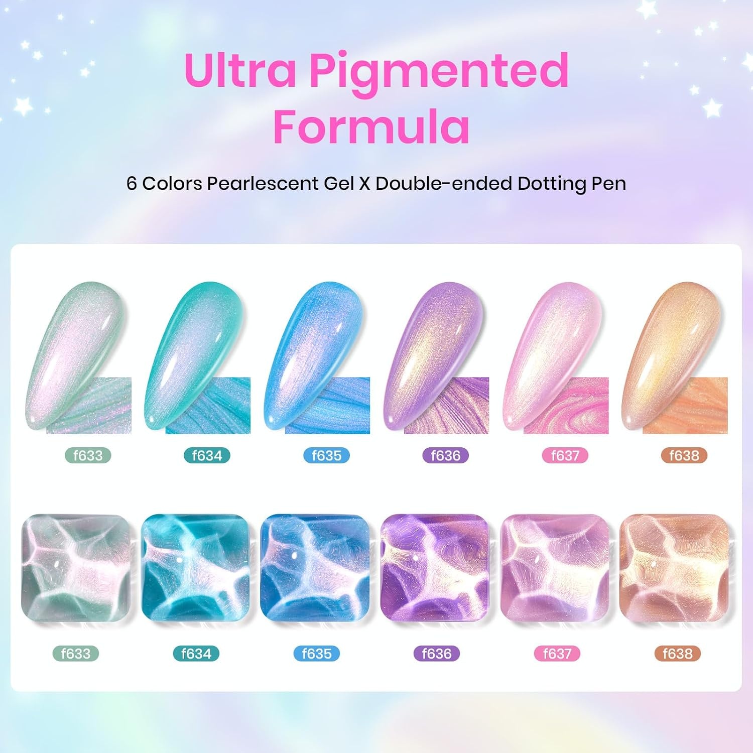 image:imageBeetles Summer Gel Nail Polish Set 5 Winter Colors Dark Blue Glitter White Light Blue Silver Gel Polish with Sealing Gel Sugar Dust Powder Nail Sticker UV LED Needed Gifts for Women Sparkling SnowPink Purple Orange