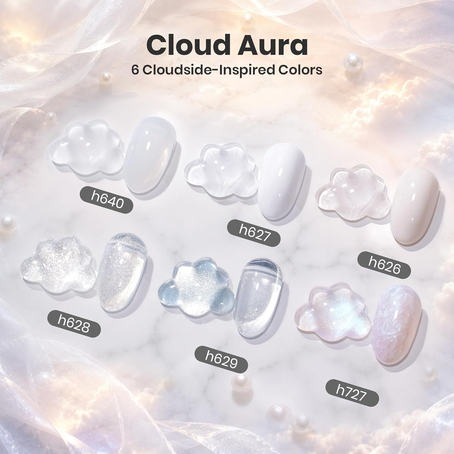 image:imageBeetles Summer Gel Nail Polish Set 5 Winter Colors Dark Blue Glitter White Light Blue Silver Gel Polish with Sealing Gel Sugar Dust Powder Nail Sticker UV LED Needed Gifts for Women Sparkling SnowCloud Aura