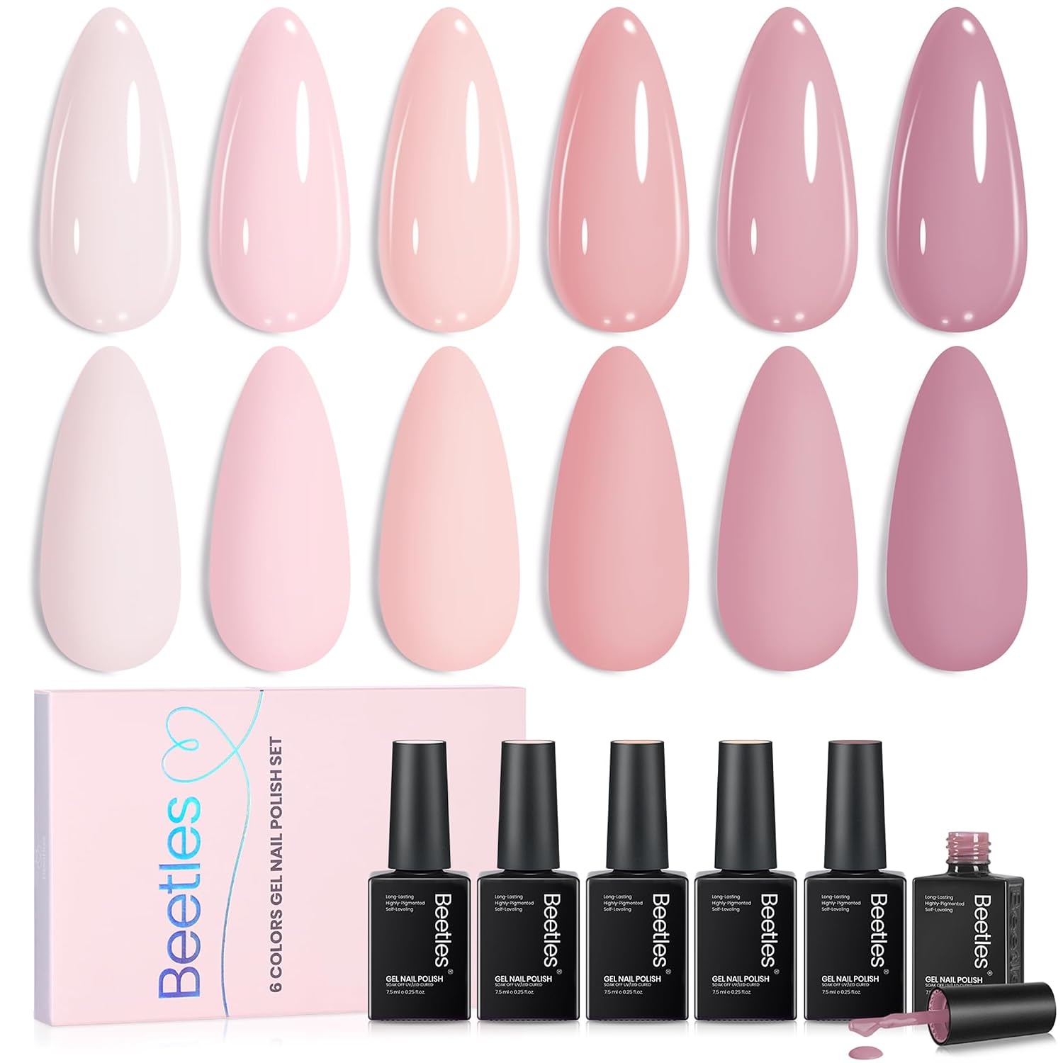 image:imageBeetles Summer Gel Nail Polish Set 5 Winter Colors Dark Blue Glitter White Light Blue Silver Gel Polish with Sealing Gel Sugar Dust Powder Nail Sticker UV LED Needed Gifts for Women Sparkling Snow000Cozy Palette