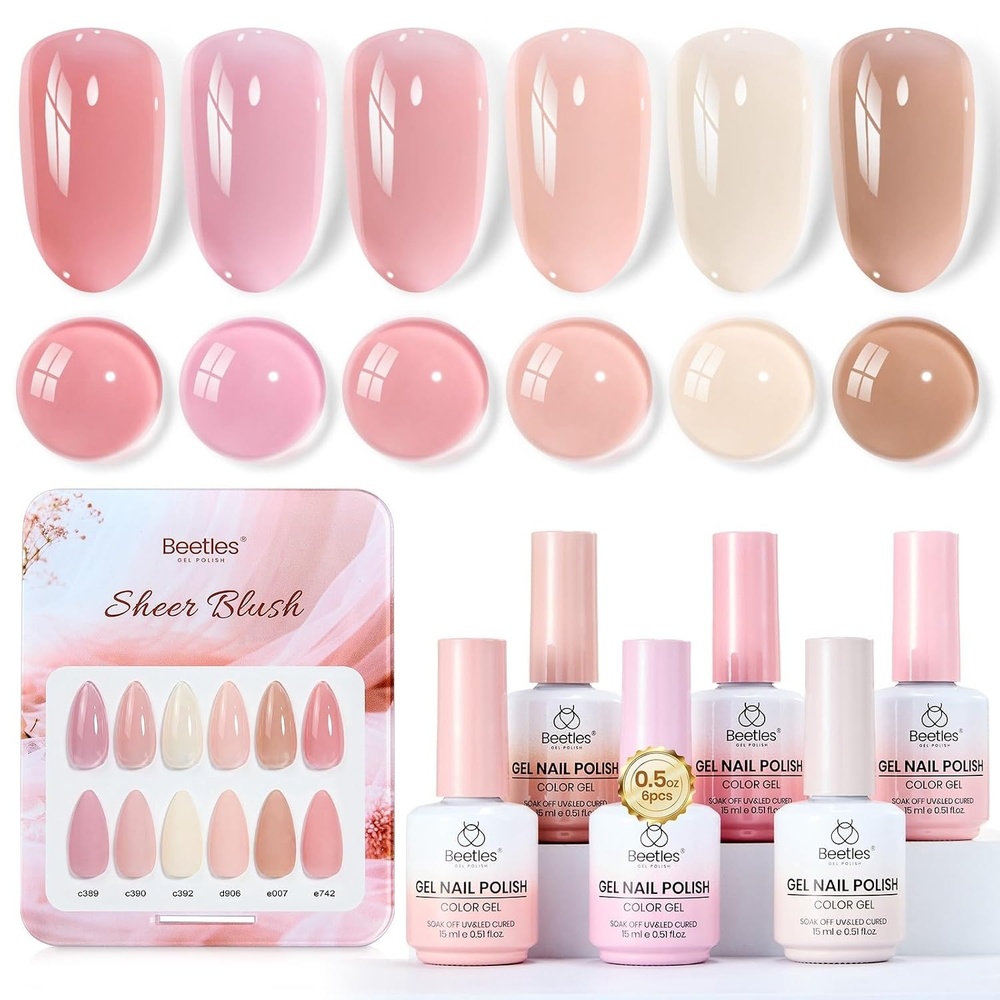 image:imageBeetles Brown Cat Eye Gel Nail Polish Set Gilded Amber Fall Gel Polish 6 Colors 15ML Full Size Glitter Gel Nail Kit Glass Cat Eye Magnetic Effect Soak Off UV Nail Art Salon DIY Gift for Women000Sheer Blush