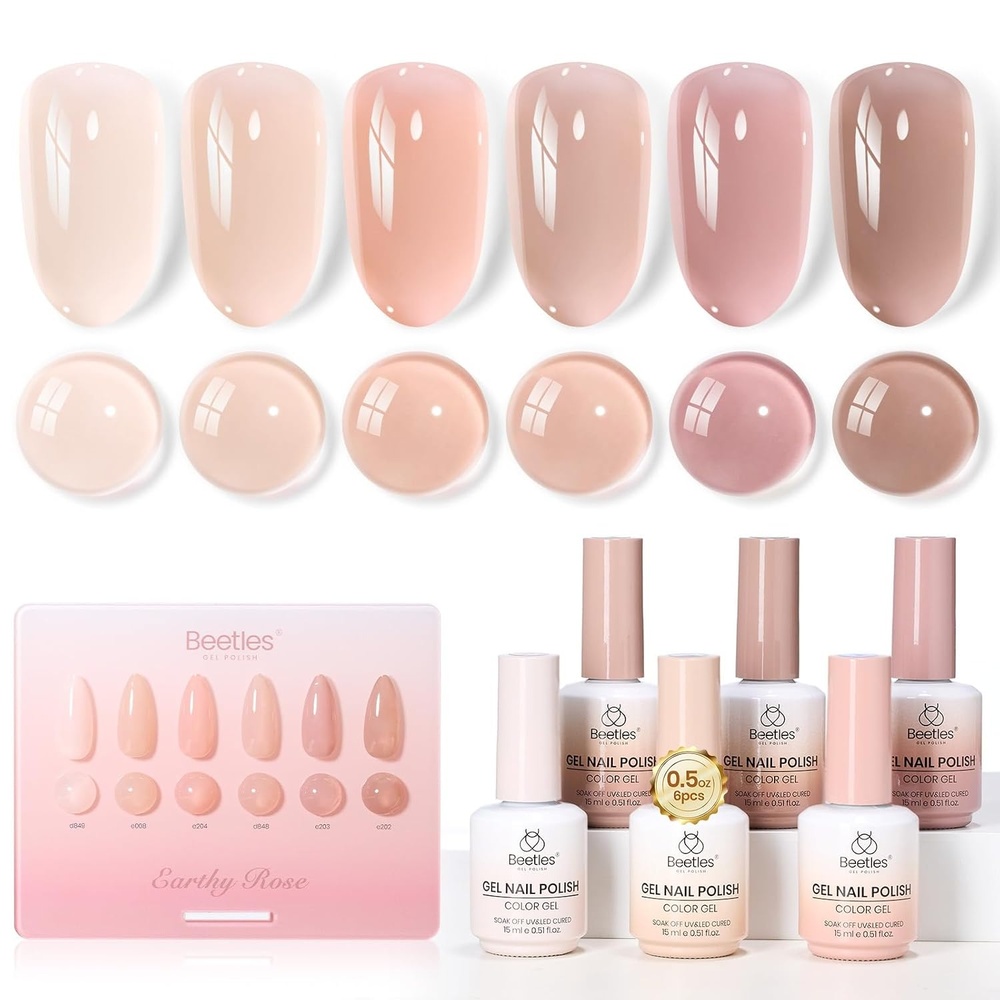 image:imageBeetles Brown Cat Eye Gel Nail Polish Set Gilded Amber Fall Gel Polish 6 Colors 15ML Full Size Glitter Gel Nail Kit Glass Cat Eye Magnetic Effect Soak Off UV Nail Art Salon DIY Gift for WomenEarthy Rose