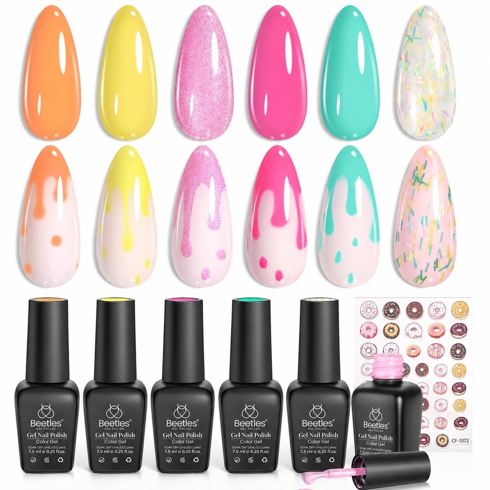 image:imageBeetles Cat Eye Gel Nail Polish Set Gilded Street 6 Colors Fall Gel Polish Glitter Gel Nail Kit Brown Red Gold Green 3D Shimmer Effect Soak Off UV DIY Salon Nail Art Fall Manicure Gift for WomenD Mixed Finishes Summer Ice Cream