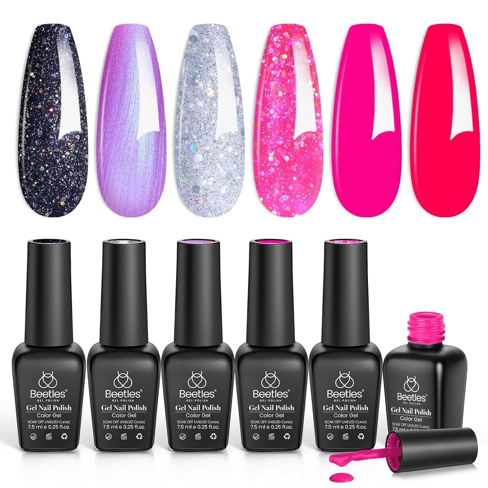 image:imageBeetles Cat Eye Gel Nail Polish Set Gilded Street 6 Colors Fall Gel Polish Glitter Gel Nail Kit Brown Red Gold Green 3D Shimmer Effect Soak Off UV DIY Salon Nail Art Fall Manicure Gift for WomenD Mixed Finishes Electric Carnival