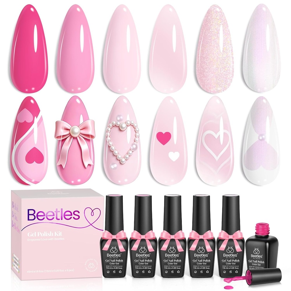 image:imageBeetles Cat Eye Gel Nail Polish Set Gilded Street 6 Colors Fall Gel Polish  Glitter Gel Nail Kit Brown Red Gold Green 3D Shimmer Effect Soak Off UV DIY Salon Nail Art Fall Manicure Gift for WomenA  Mixed Finishes   Blush Cotton