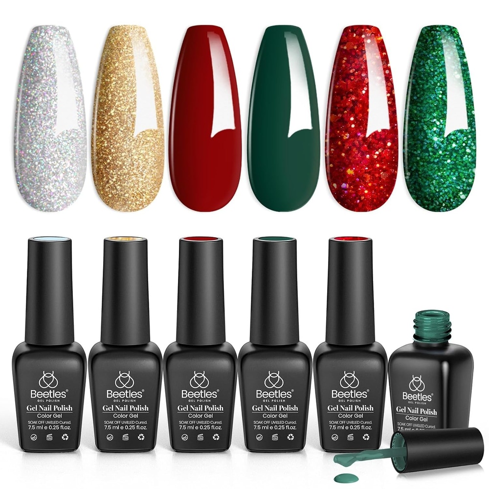 image:imageBeetles Cat Eye Gel Nail Polish Set Gilded Street 6 Colors Fall Gel Polish Glitter Gel Nail Kit Brown Red Gold Green 3D Shimmer Effect Soak Off UV DIY Salon Nail Art Fall Manicure Gift for Women000Holly Berries