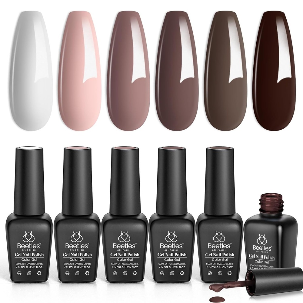 image:imageBeetles Cat Eye Gel Nail Polish Set Gilded Street 6 Colors Fall Gel Polish Glitter Gel Nail Kit Brown Red Gold Green 3D Shimmer Effect Soak Off UV DIY Salon Nail Art Fall Manicure Gift for WomenA Creme Brown Caramel Cappuccino