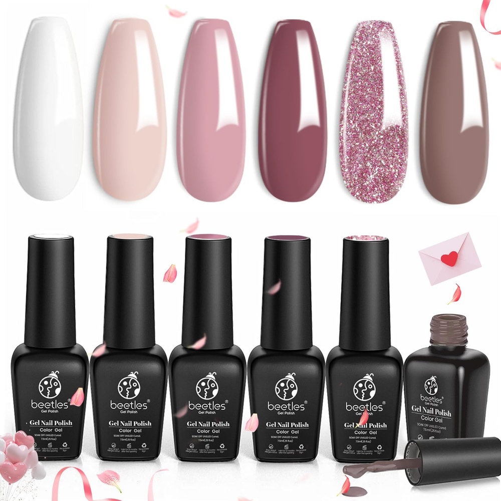 image:imageBeetles Cat Eye Gel Nail Polish Set Gilded Street 6 Colors Fall Gel Polish Glitter Gel Nail Kit Brown Red Gold Green 3D Shimmer Effect Soak Off UV DIY Salon Nail Art Fall Manicure Gift for WomenB Mixed Finishes Nude Romantic Wedding