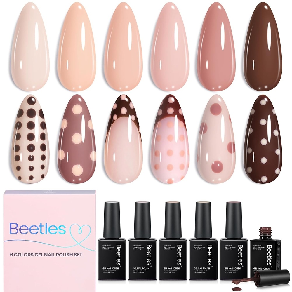 image:imageBeetles Fall Cat Eye Gel Nail Polish Set  Gilded Leaves 6 Colors  Amber Brown Gold Nude Magnetic Glitter Gel Polish Soak Off UV Nail Gel for DIY Manicure Nail Art Salon Use Gift for Women001 Colors Mauve