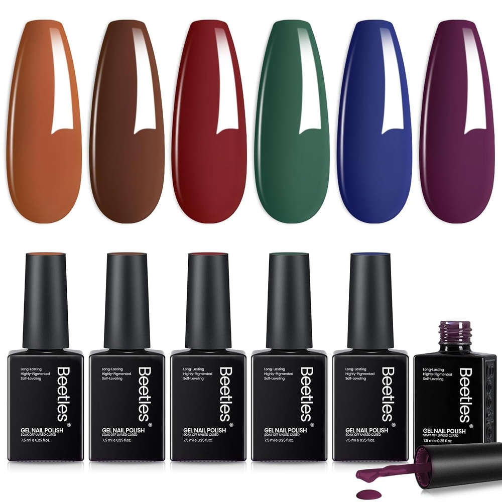 image:imageBeetles Fall Cat Eye Gel Nail Polish Set Gilded Leaves 6 Colors Amber Brown Gold Nude Magnetic Glitter Gel Polish Soak Off UV Nail Gel for DIY Manicure Nail Art Salon Use Gift for Women000Twilight Grove Whisper