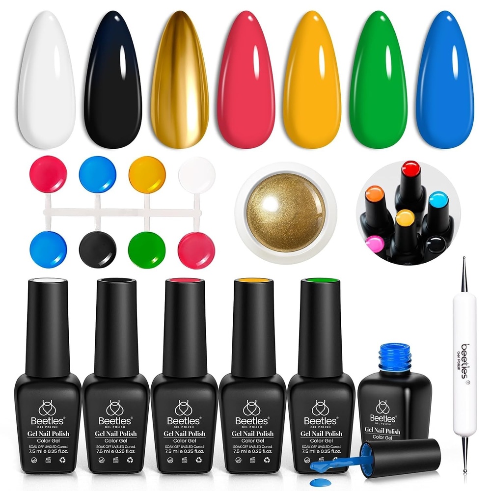 image:imageBeetles Fall Cat Eye Gel Nail Polish Set  Gilded Leaves 6 Colors  Amber Brown Gold Nude Magnetic Glitter Gel Polish Soak Off UV Nail Gel for DIY Manicure Nail Art Salon Use Gift for WomenGo for Gold