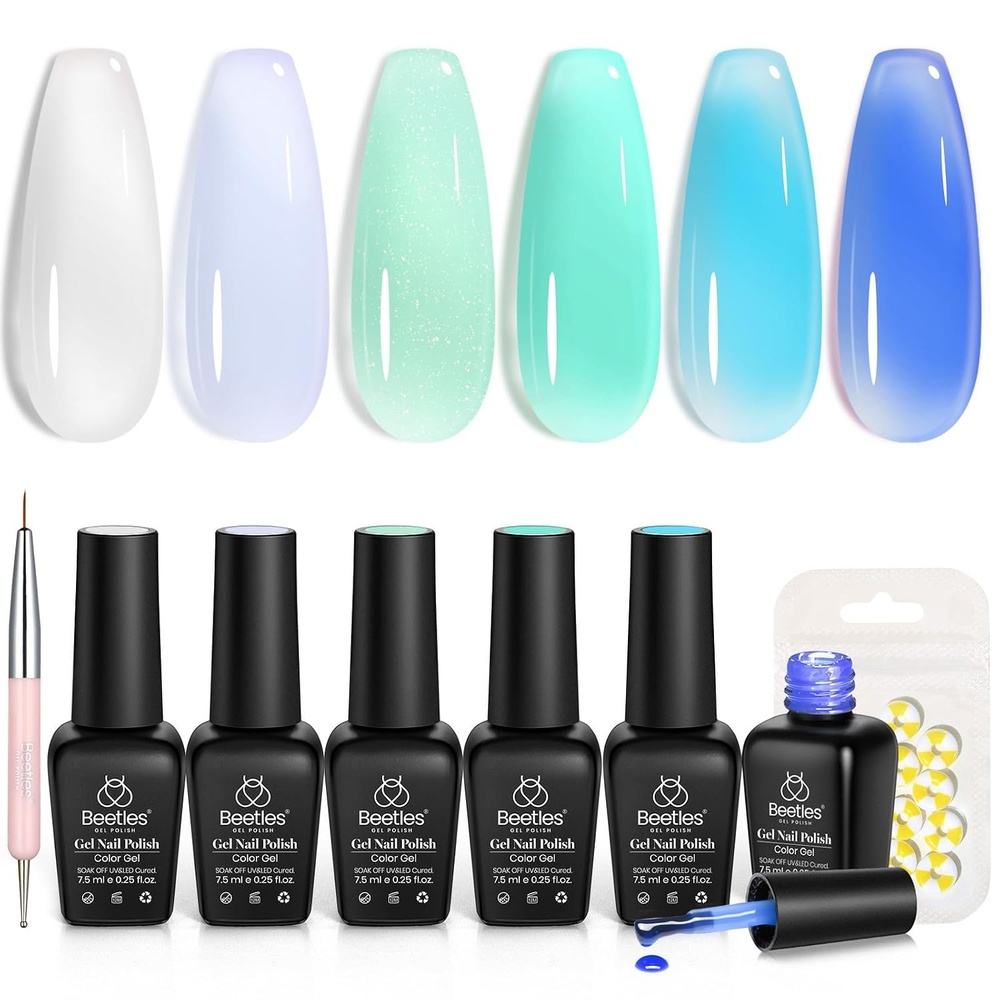 image:imageBeetles Fall Cat Eye Gel Nail Polish Set  Gilded Leaves 6 Colors  Amber Brown Gold Nude Magnetic Glitter Gel Polish Soak Off UV Nail Gel for DIY Manicure Nail Art Salon Use Gift for WomenBubble Splash