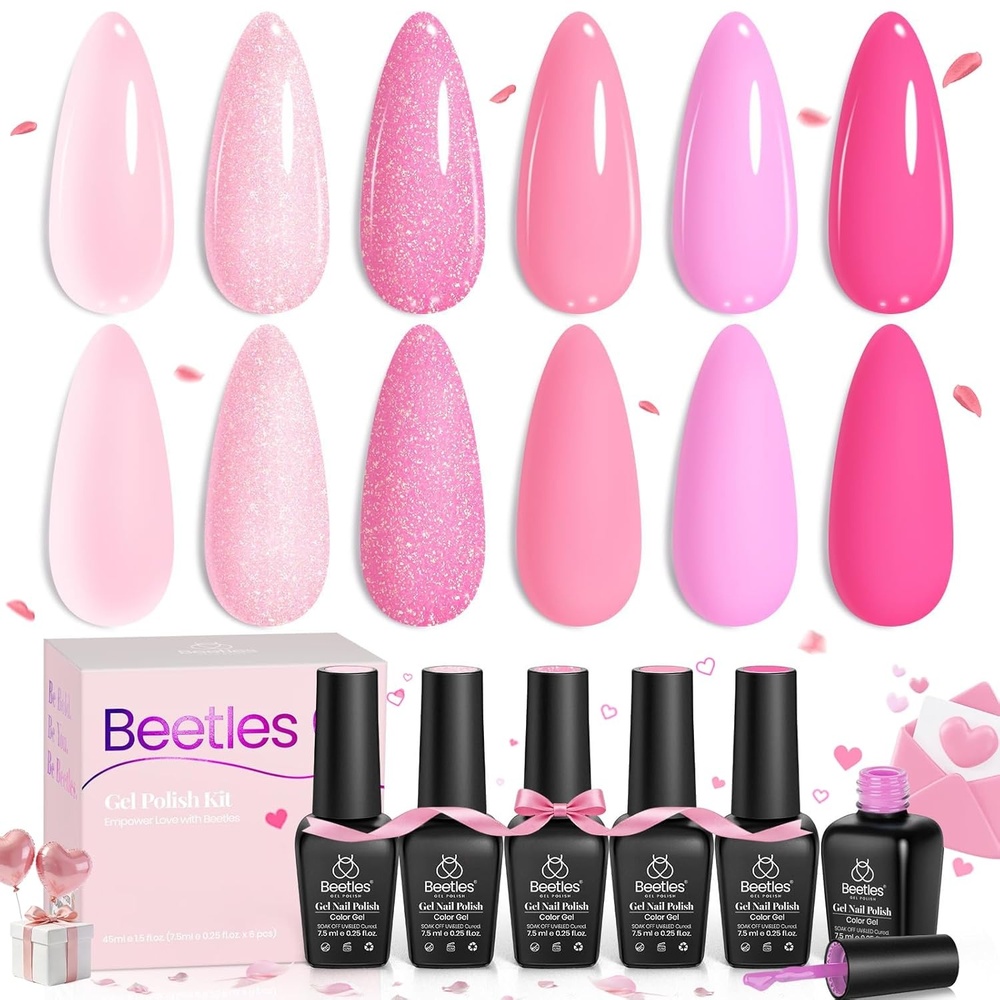 image:imageBeetles Fall Cat Eye Gel Nail Polish Set  Gilded Leaves 6 Colors  Amber Brown Gold Nude Magnetic Glitter Gel Polish Soak Off UV Nail Gel for DIY Manicure Nail Art Salon Use Gift for Women00Sweet Dream