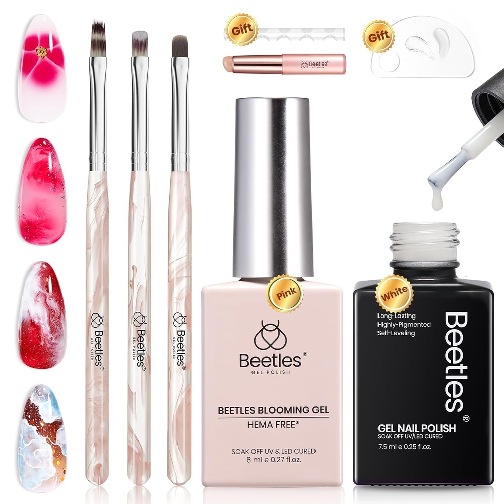 image:imageBeetles Fall Cat Eye Gel Nail Polish Set Gilded Leaves 6 Colors Amber Brown Gold Nude Magnetic Glitter Gel Polish Soak Off UV Nail Gel for DIY Manicure Nail Art Salon Use Gift for Women7Blooming GelWhite Gel Nail PolishNail Art Brushes Set