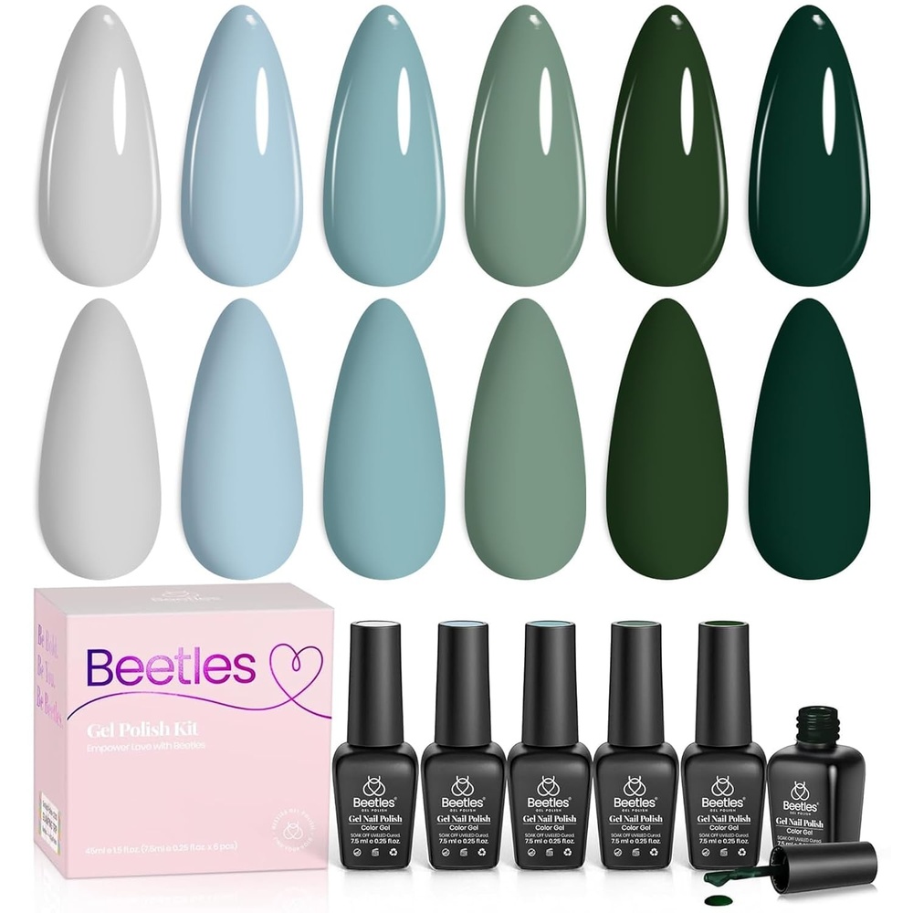 image:imageBeetles Fall Cat Eye Gel Nail Polish Set  Gilded Leaves 6 Colors  Amber Brown Gold Nude Magnetic Glitter Gel Polish Soak Off UV Nail Gel for DIY Manicure Nail Art Salon Use Gift for Women006 Colors Boundless Forest