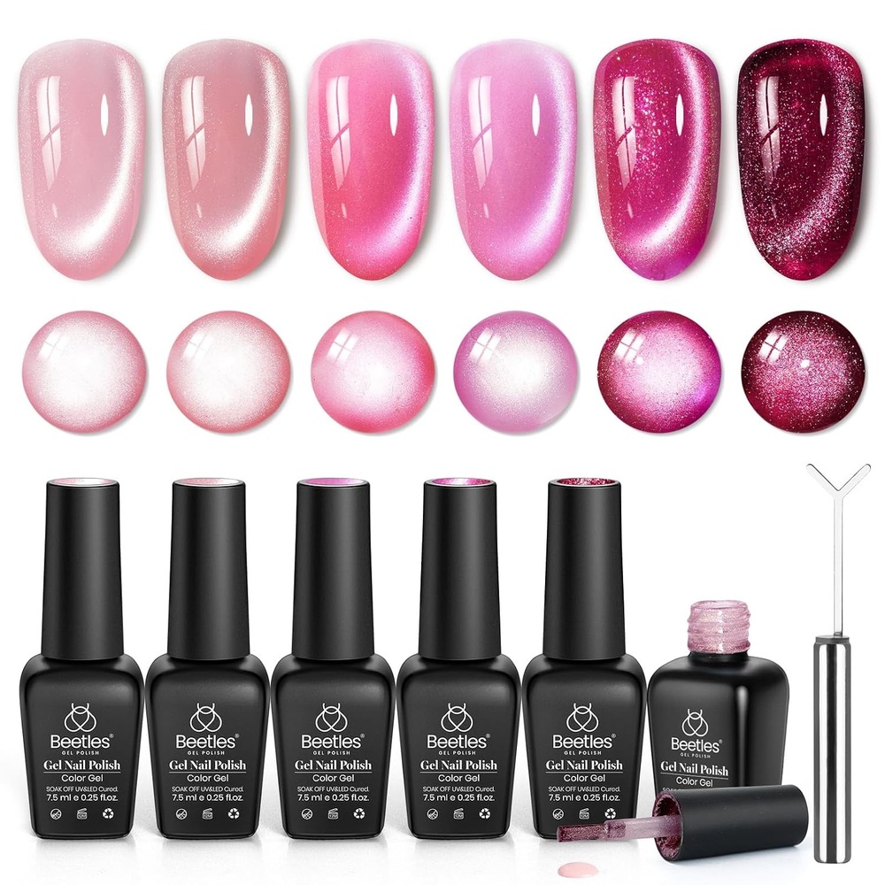 image:imageBeetles Fall Cat Eye Gel Nail Polish Set  Gilded Leaves 6 Colors  Amber Brown Gold Nude Magnetic Glitter Gel Polish Soak Off UV Nail Gel for DIY Manicure Nail Art Salon Use Gift for Women000Pulse of Love