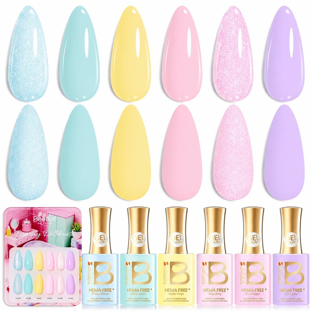 image:imageBeetles Fall Gel Polish Set  Amber Season with Color Card 6 Colors Yellow Brown Gel Nail Polish Set 15ML Full Size Same Color Same Bottle LongLasting Soak Off UV Lamp Fall Nails ArtDreamy Dollhouse
