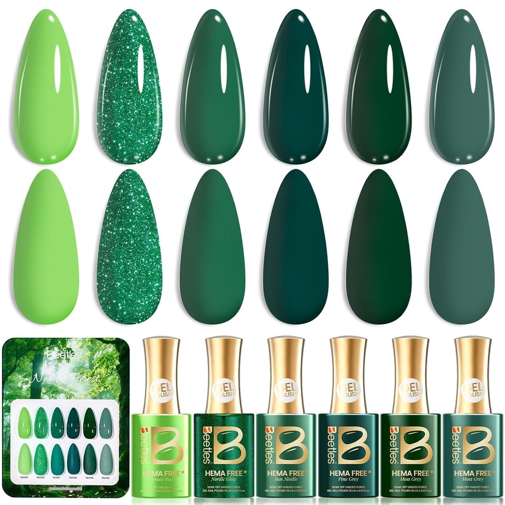image:imageBeetles Fall Gel Polish Set Amber Season with Color Card 6 Colors Yellow Brown Gel Nail Polish Set 15ML Full Size Same Color Same Bottle LongLasting Soak Off UV Lamp Fall Nails ArtNordic Forest