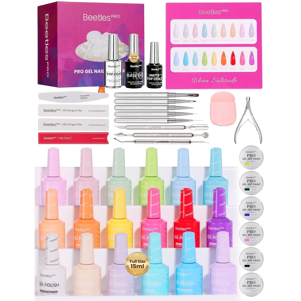 image:imageBeetles Fall Gel Polish Set Amber Season with Color Card 6 Colors Yellow Brown Gel Nail Polish Set 15ML Full Size Same Color Same Bottle LongLasting Soak Off UV Lamp Fall Nails ArtPoetry of Garden
