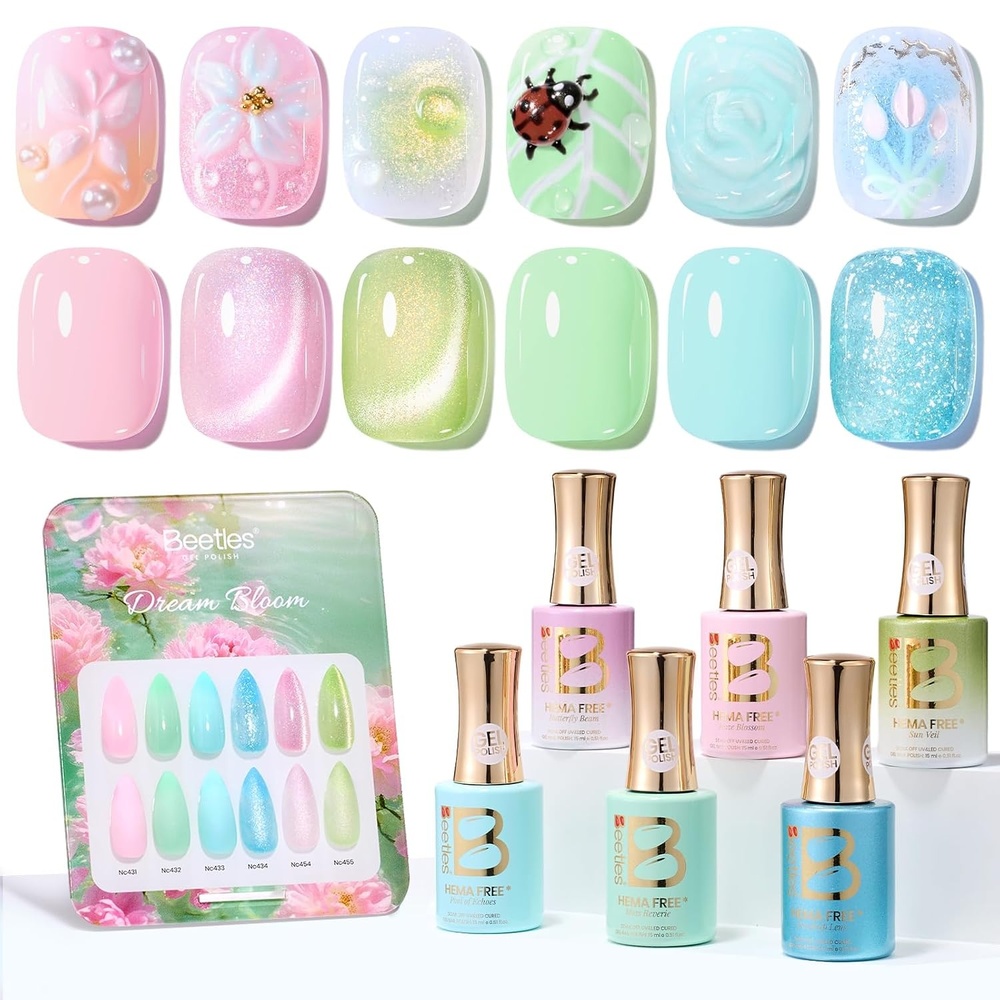 image:imageBeetles Fall Gel Polish Set  Amber Season with Color Card 6 Colors Yellow Brown Gel Nail Polish Set 15ML Full Size Same Color Same Bottle LongLasting Soak Off UV Lamp Fall Nails ArtDream Bloom