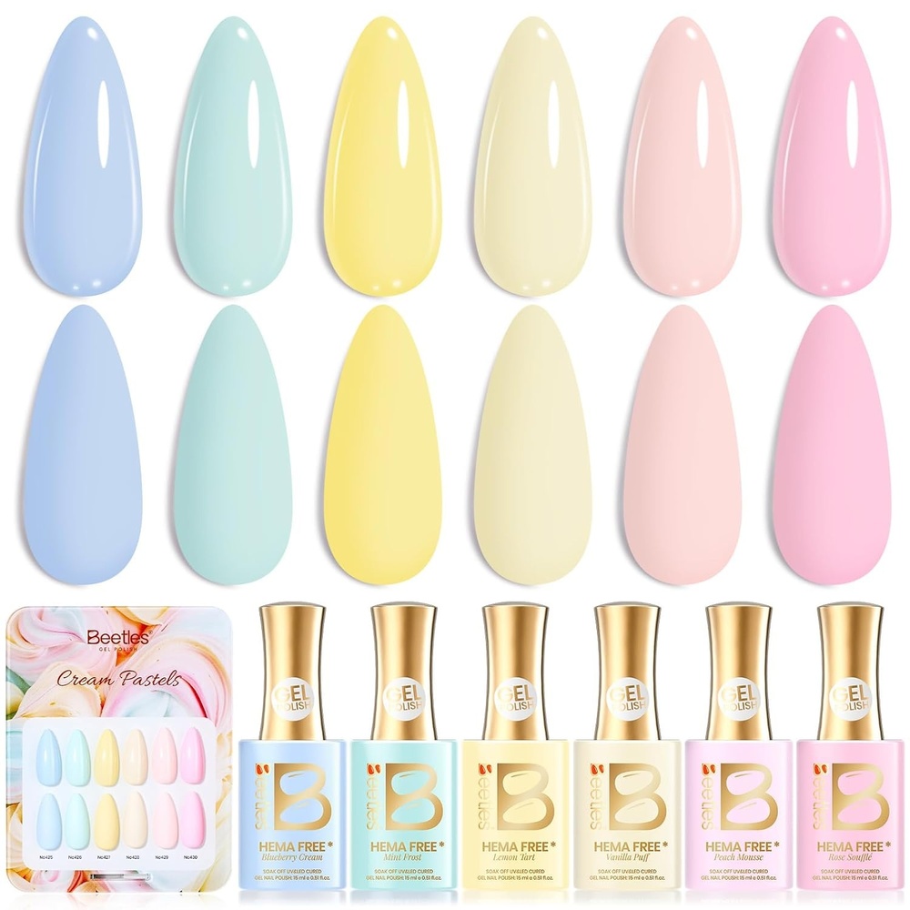 image:imageBeetles Fall Gel Polish Set Amber Season with Color Card 6 Colors Yellow Brown Gel Nail Polish Set 15ML Full Size Same Color Same Bottle LongLasting Soak Off UV Lamp Fall Nails ArtCream Pastels