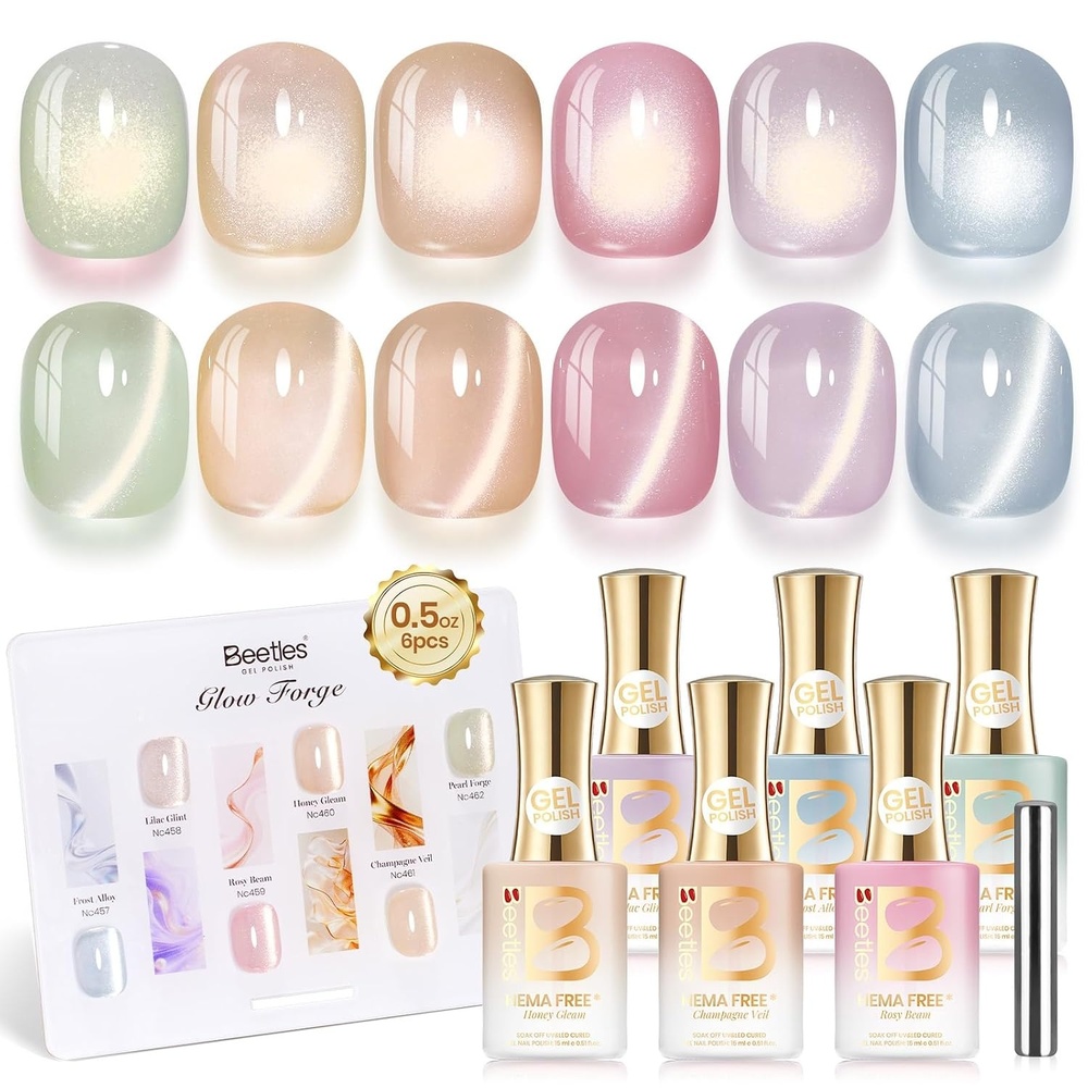 image:imageBeetles Fall Gel Polish Set Amber Season with Color Card 6 Colors Yellow Brown Gel Nail Polish Set 15ML Full Size Same Color Same Bottle LongLasting Soak Off UV Lamp Fall Nails ArtGlow Forge