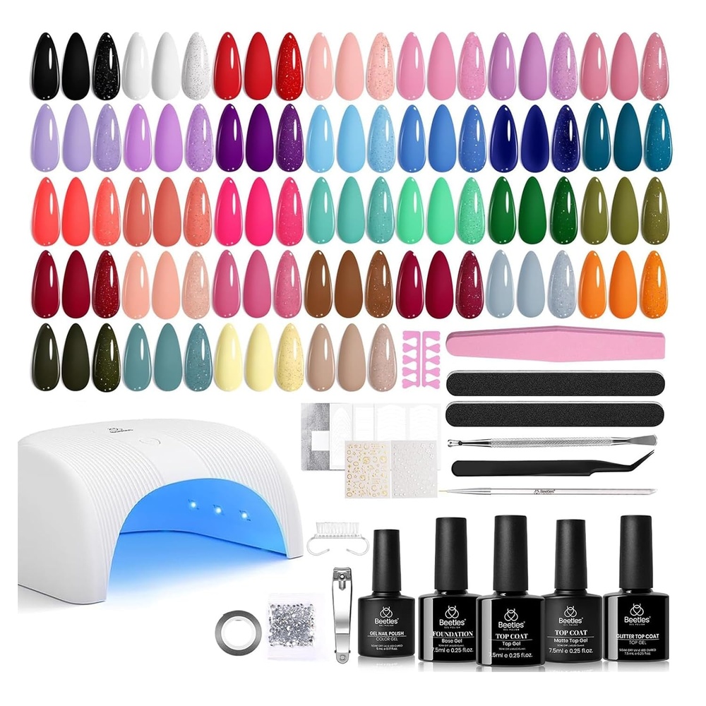image:imageBeetles Fall Gel Polish Set Fall Passage Collection 25 Autumn Colors Burgundy Brown Orange Dark Gel Polish Base Glossy Matte Top Coat UV LED Soak Off Gifts for Women3Four Seasons Glow Pro 55PCS 32 Colors